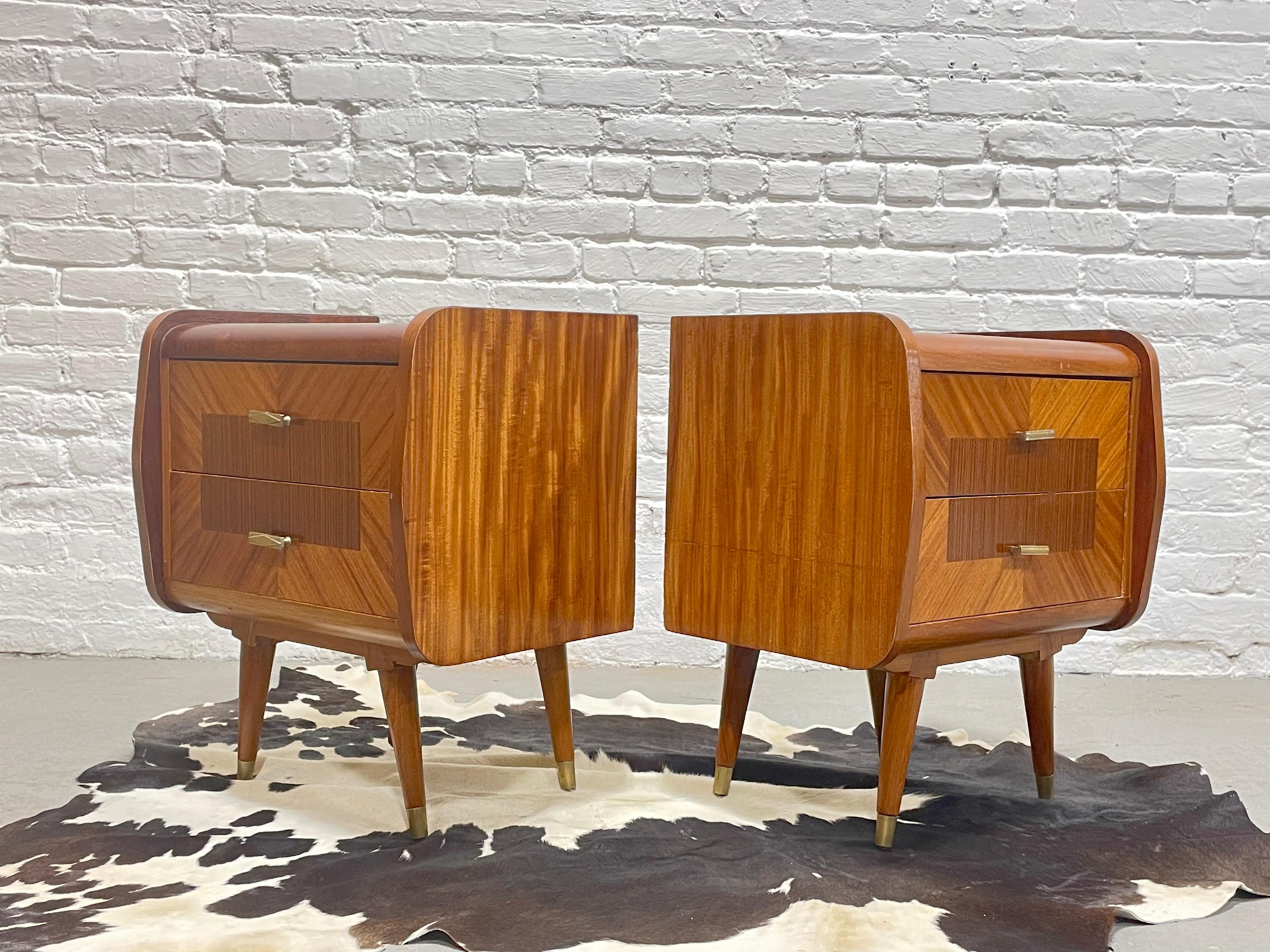 Mid Century MODERN Rosewood + Mahogany French NIGHTSTANDS, circa 1950s For Sale 7