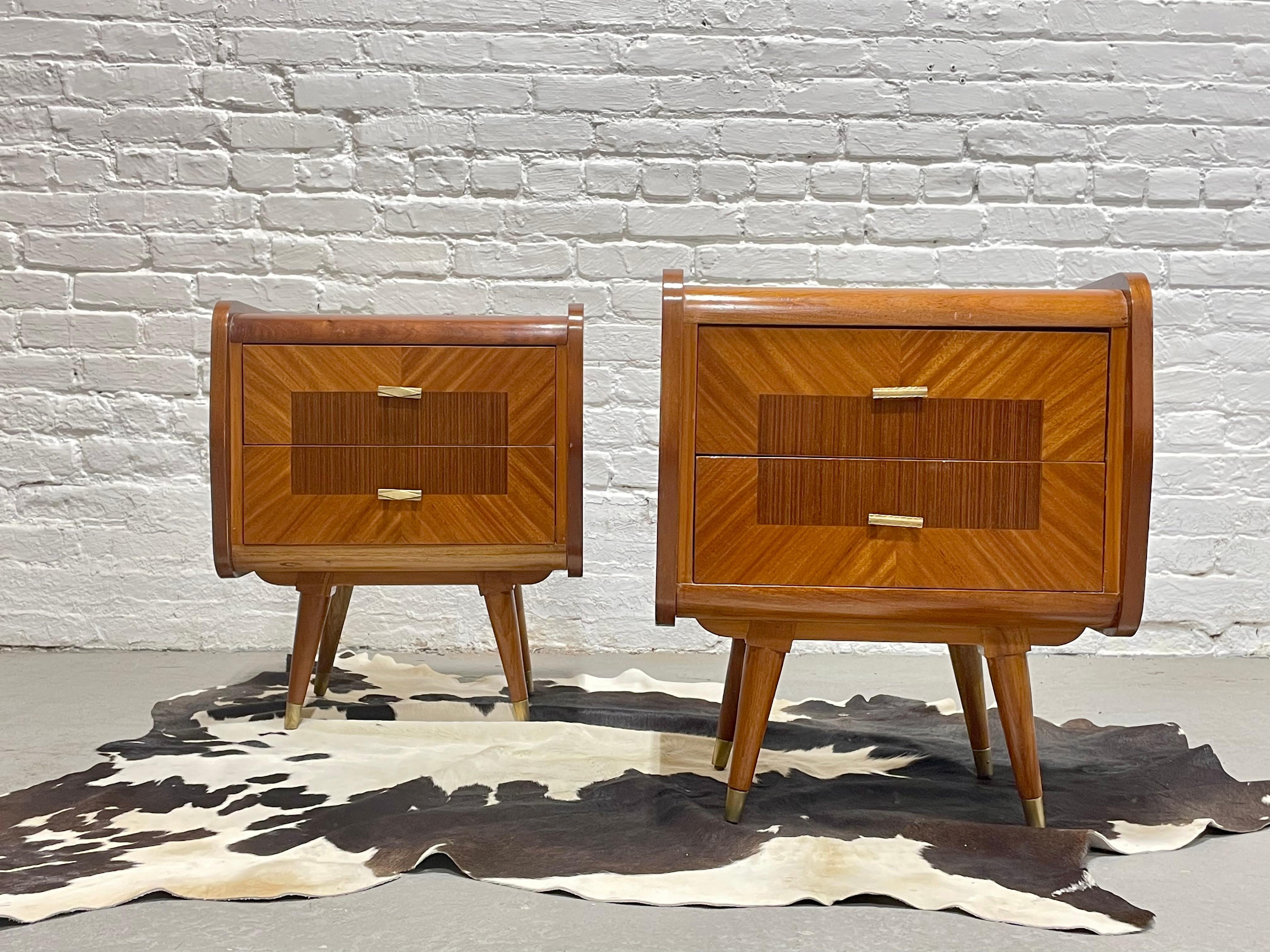 Mid-Century Modern Mid Century MODERN Rosewood + Mahogany French NIGHTSTANDS, circa 1950s For Sale