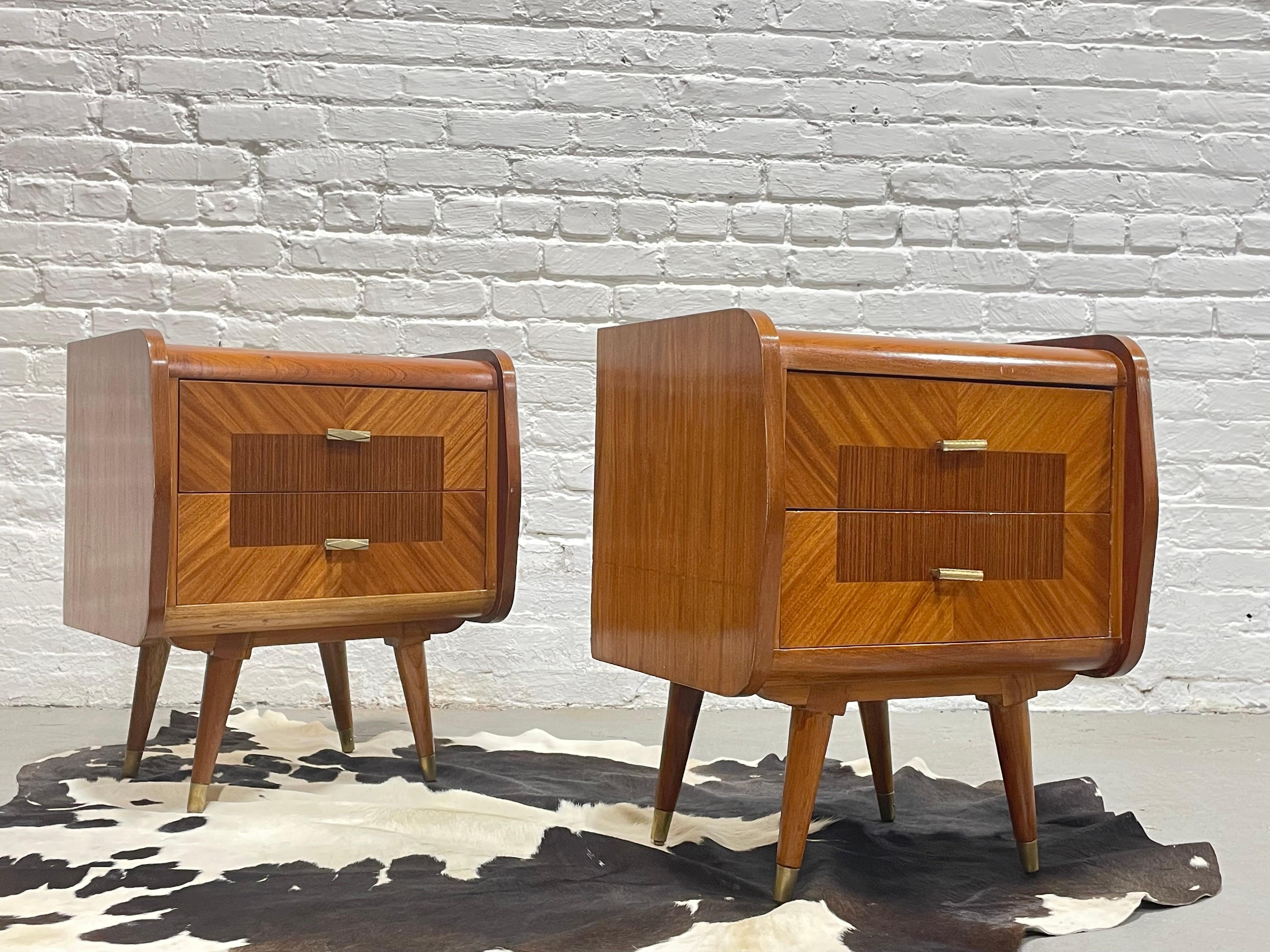 Mid Century MODERN Rosewood + Mahogany French NIGHTSTANDS, circa 1950s For Sale 1