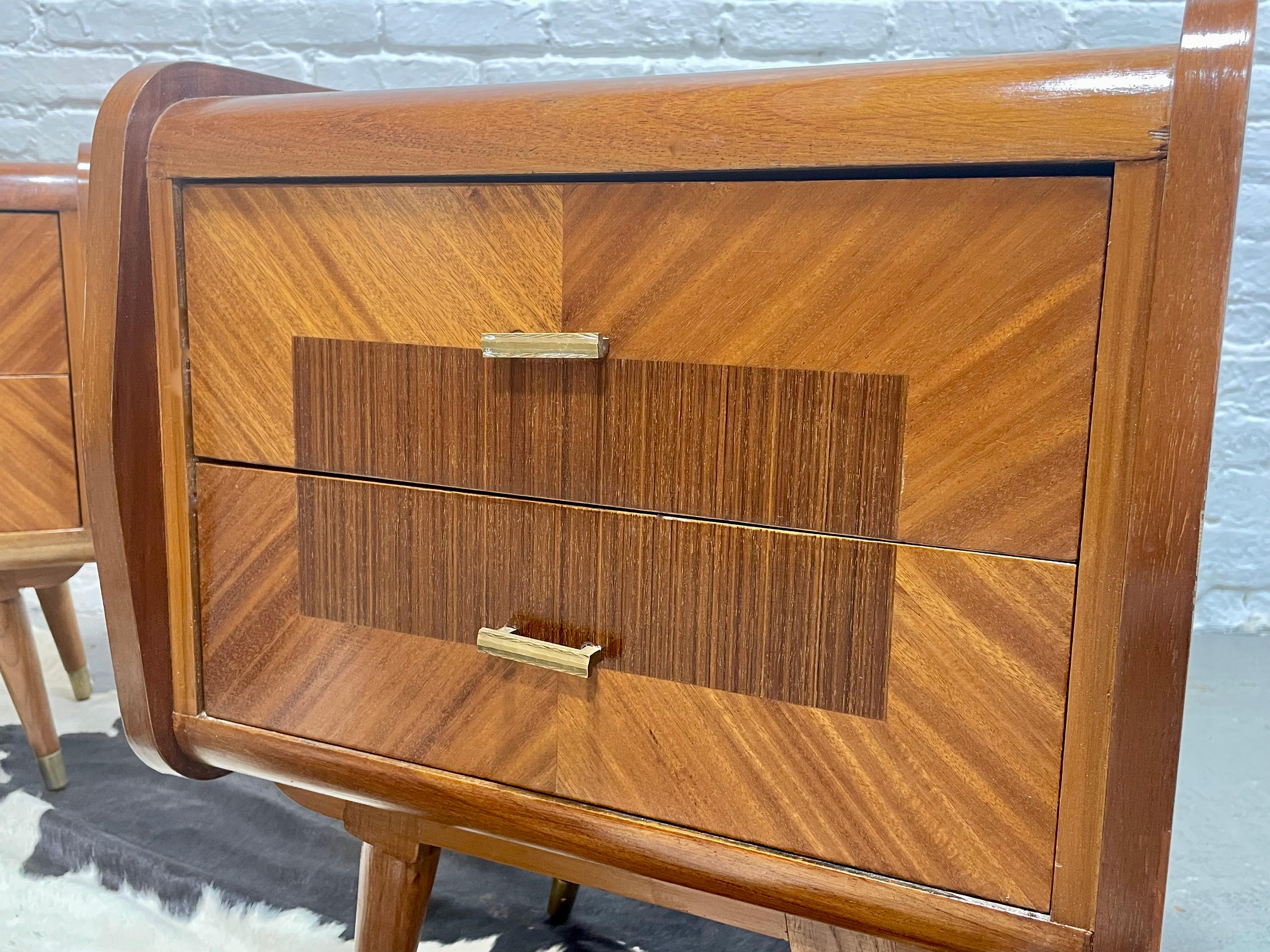 Mid Century MODERN Rosewood + Mahogany French NIGHTSTANDS, circa 1950s For Sale 2