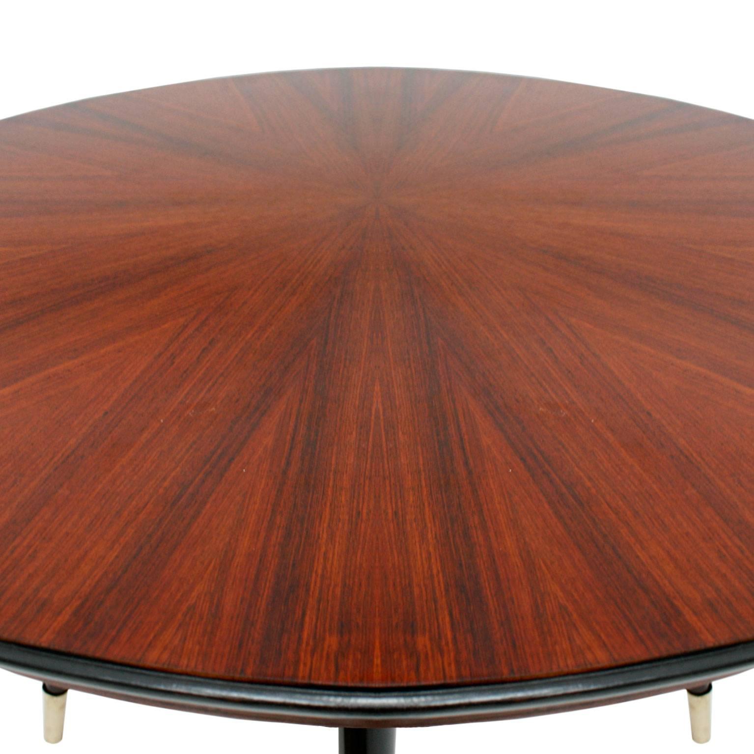 Mid-Century Modern Rosewood Marquetry Italian Pedestal Table In Good Condition In Madrid, ES