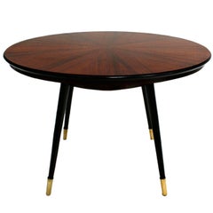 Mid-Century Modern Rosewood Marquetry Italian Pedestal Table