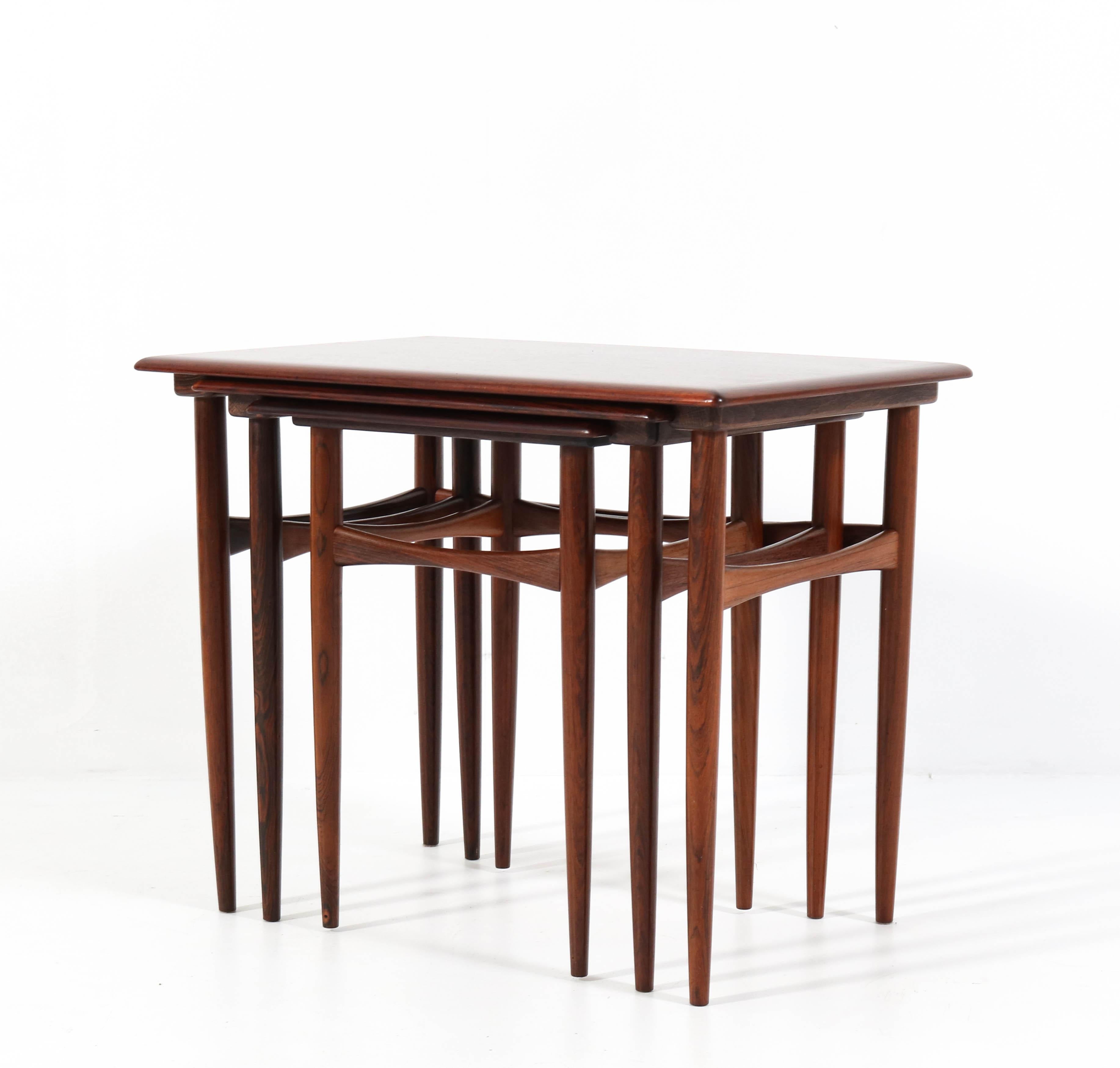 Mid-Century Modern Rosewood Nesting Tables by Arne Hovmand Olsen, 1960s In Good Condition In Amsterdam, NL