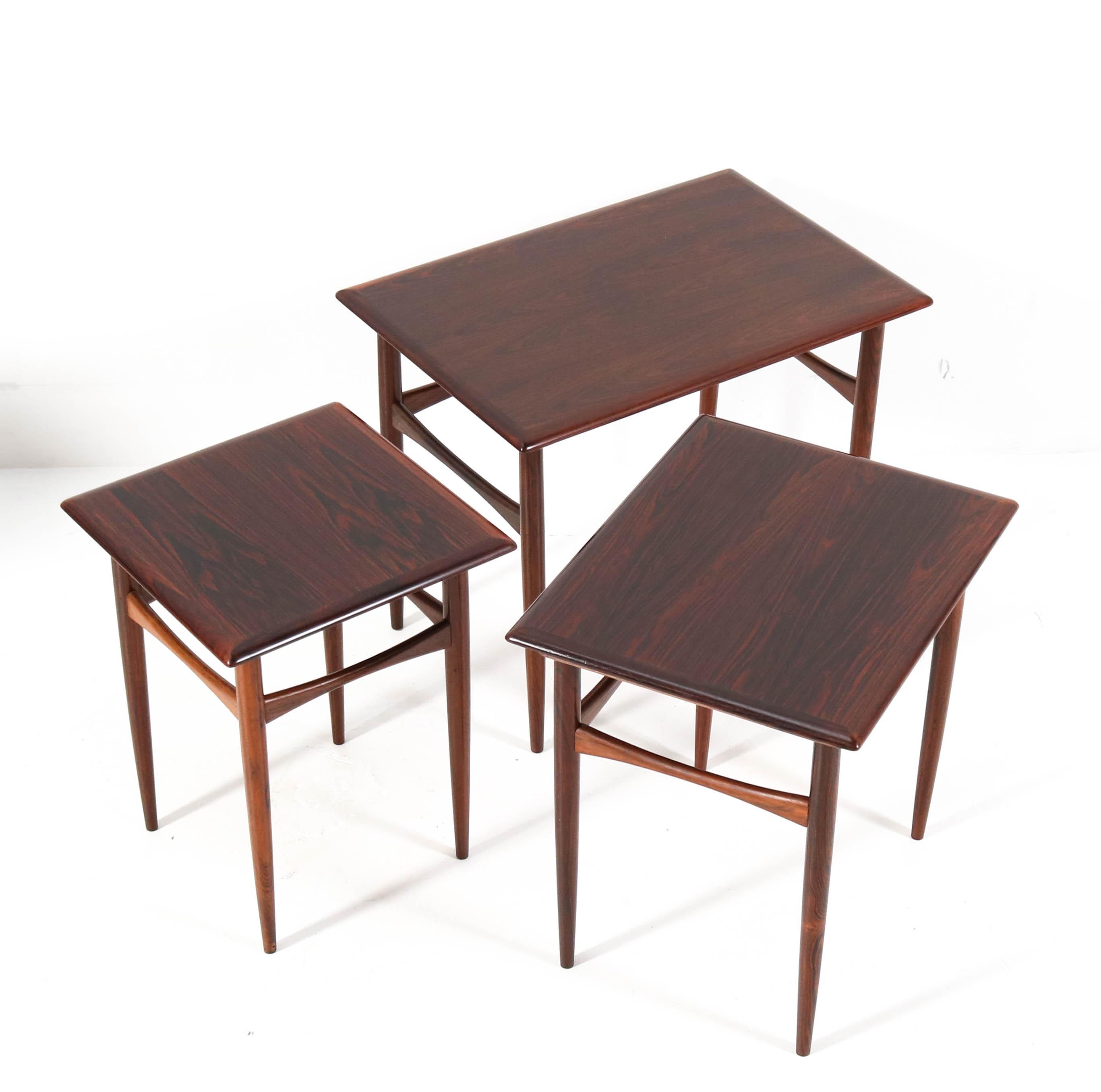 Mid-Century Modern Rosewood Nesting Tables by Arne Hovmand Olsen, 1960s 3