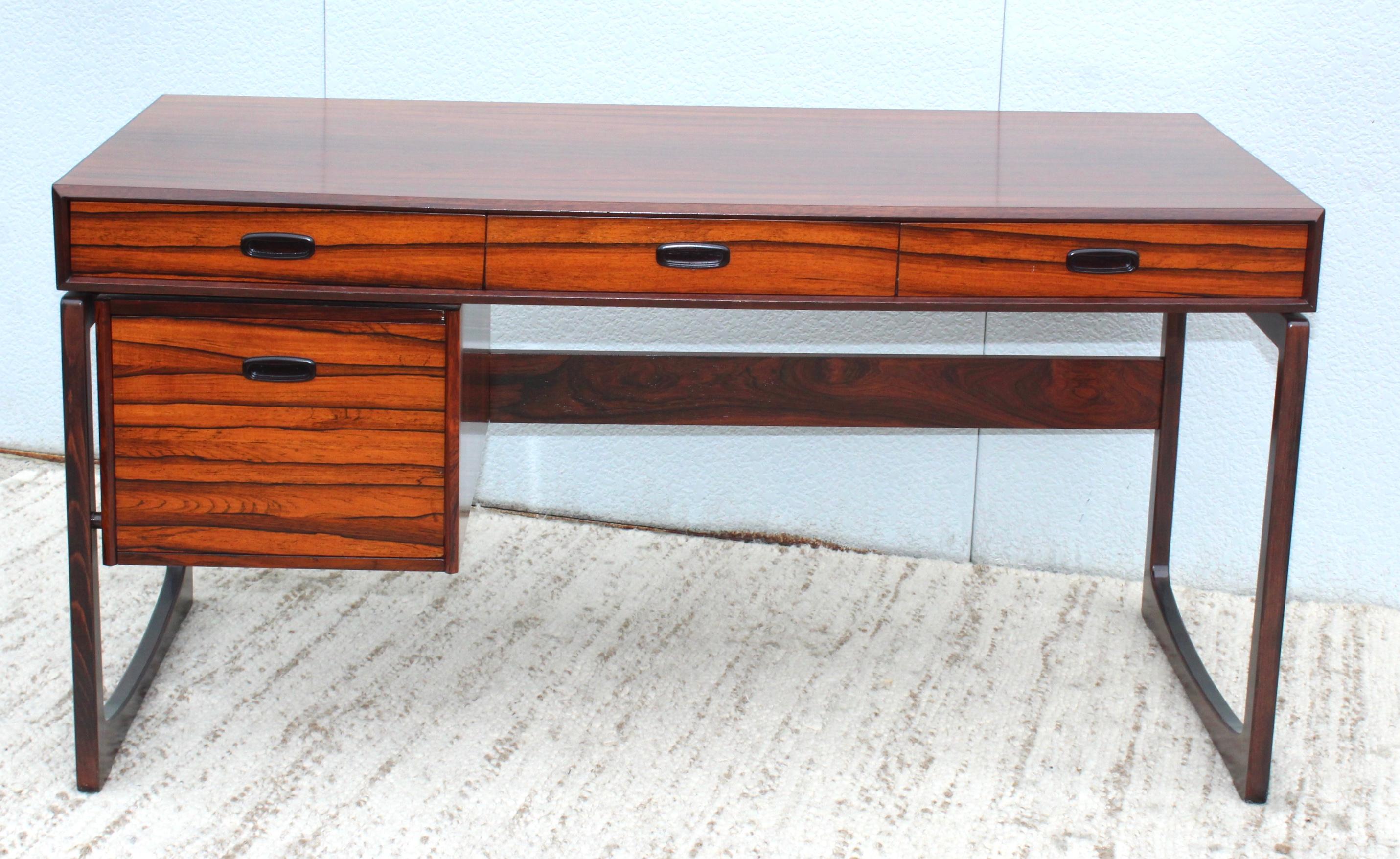 Mid-Century Modern Rosewood Norwegian Desk In Good Condition In New York, NY