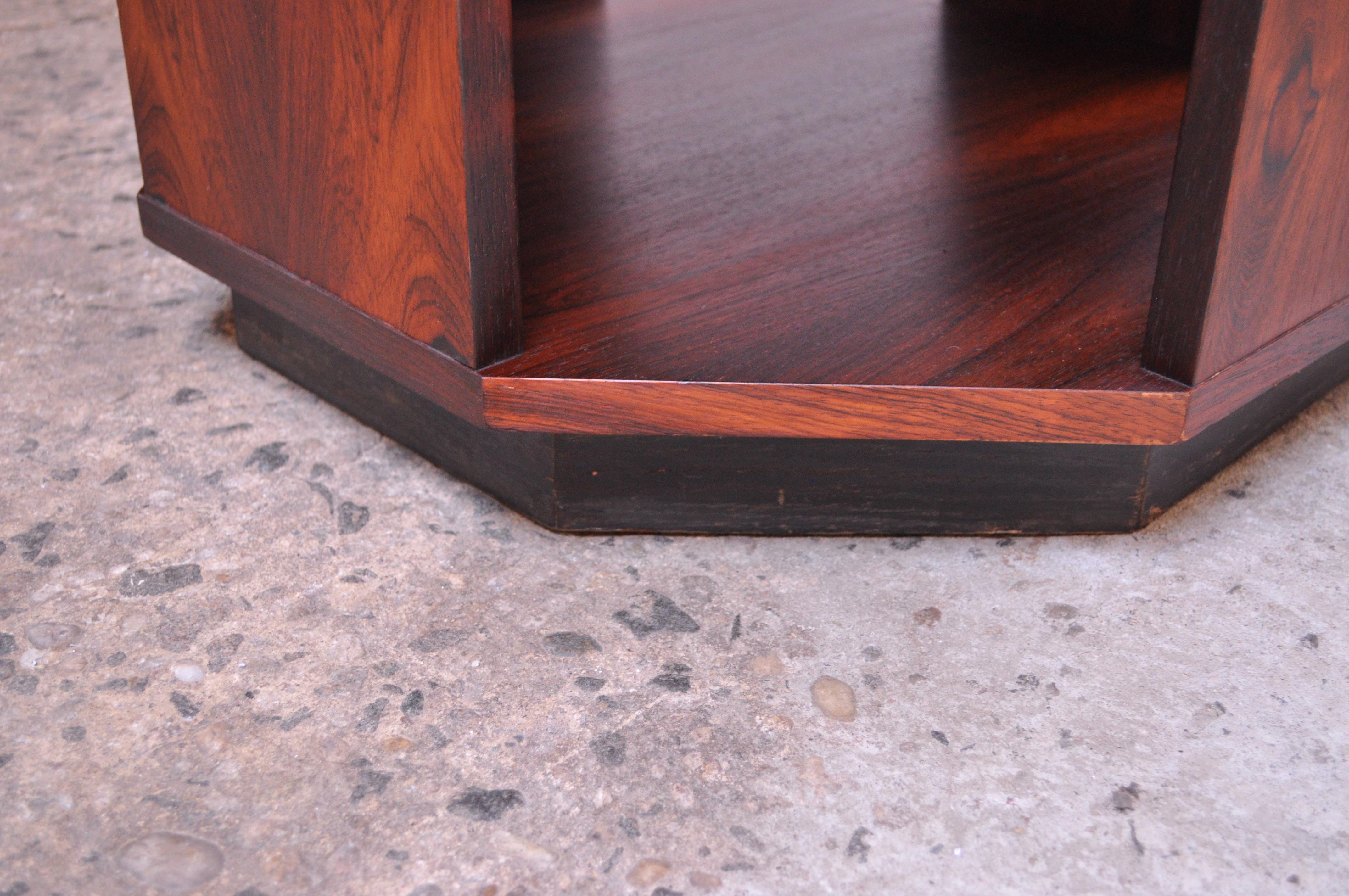 Mid-Century Modern Rosewood Octagonal Side Table 7