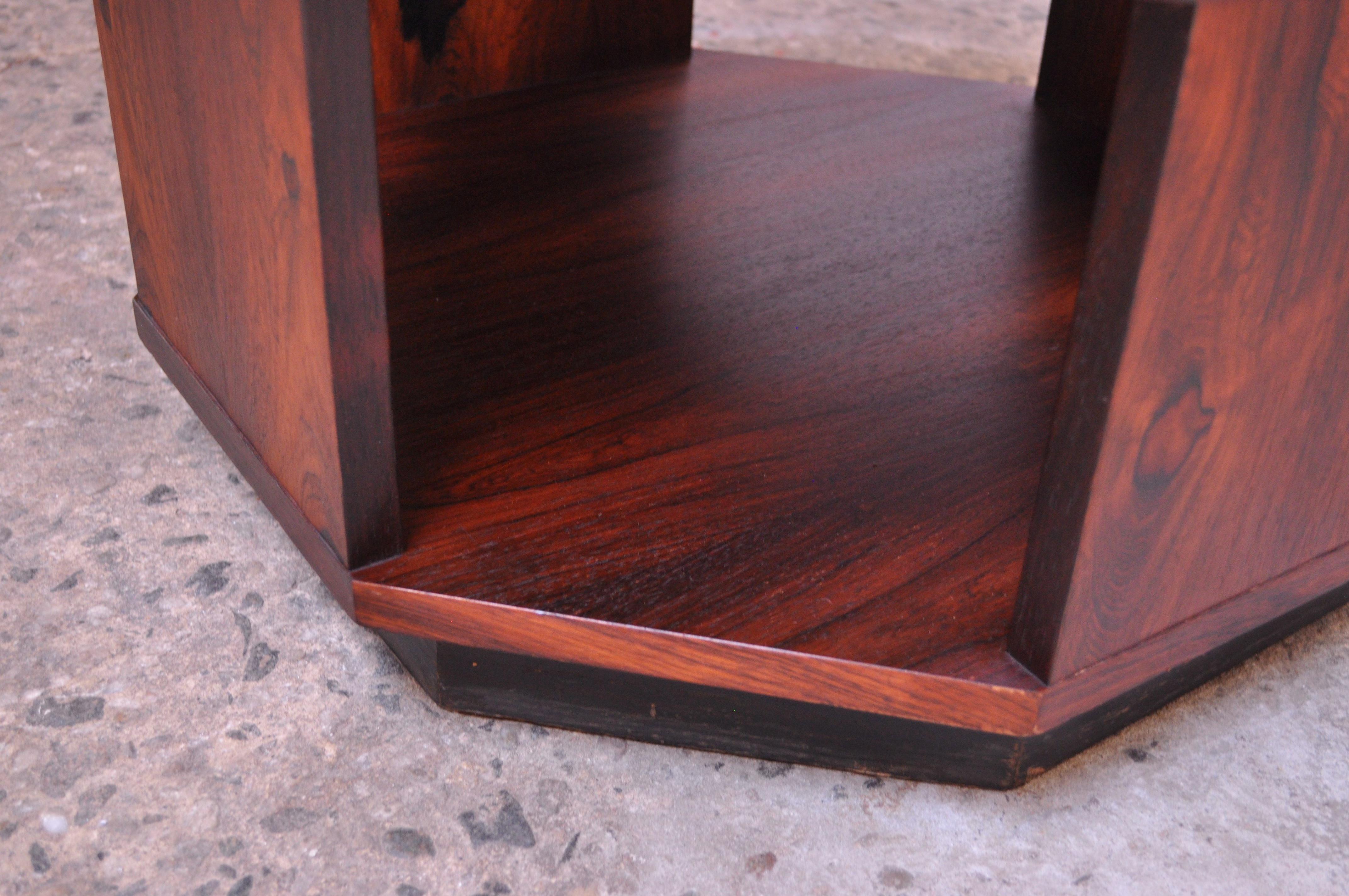 Mid-Century Modern Rosewood Octagonal Side Table 8
