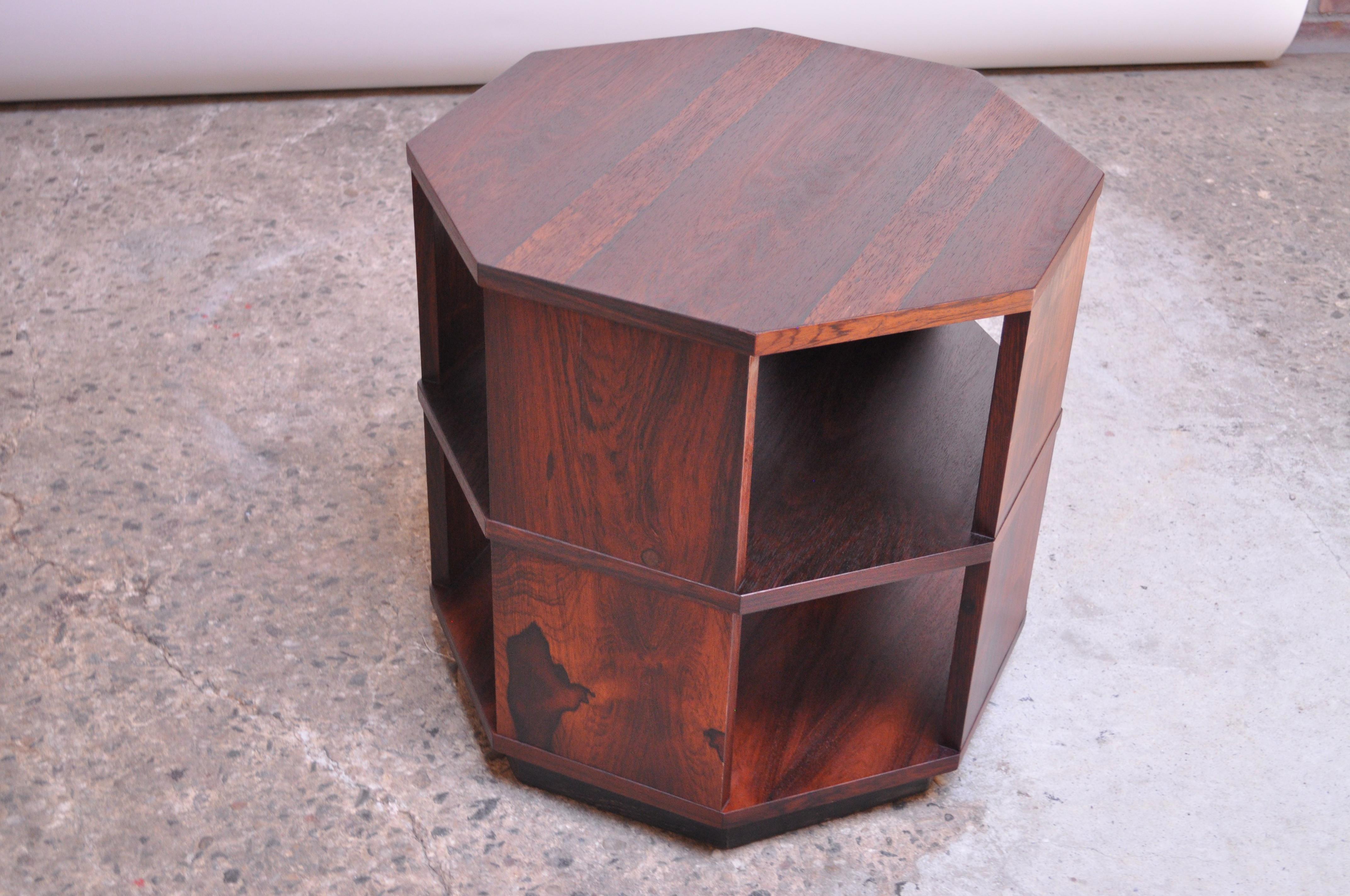 Mid-Century Modern Rosewood Octagonal Side Table In Good Condition In Brooklyn, NY