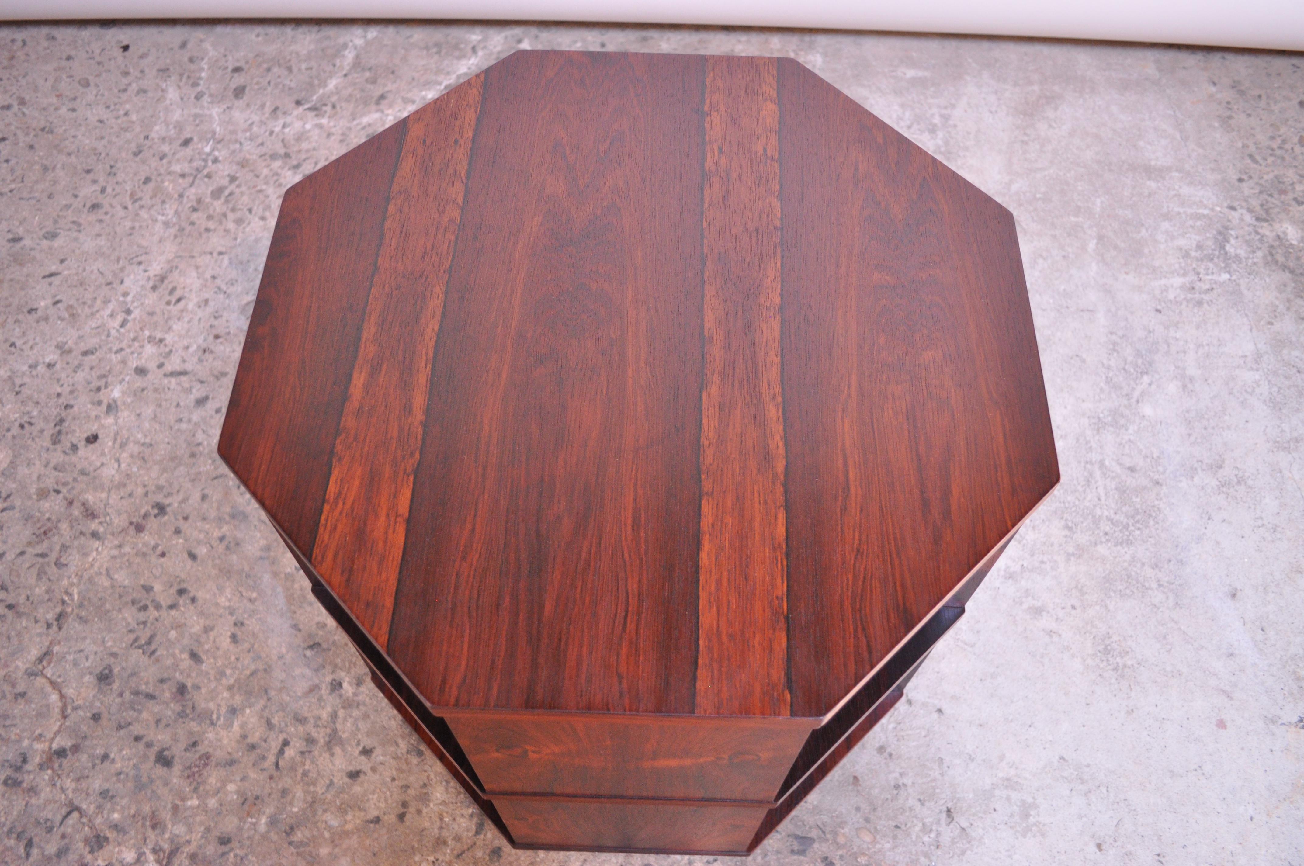 Mid-Century Modern Rosewood Octagonal Side Table 1