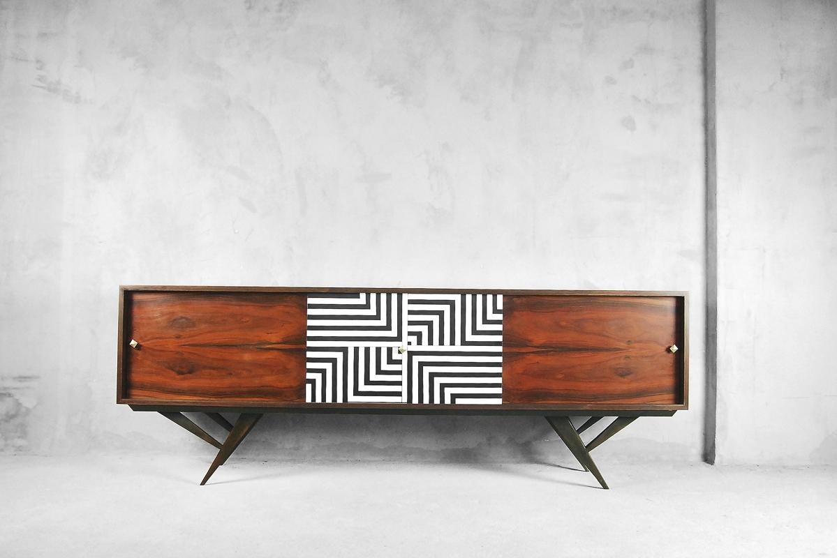 Mid-20th Century Mid-Century Modern Rosewood Organic Sideboard with Labyrinth Pattern, 1960s