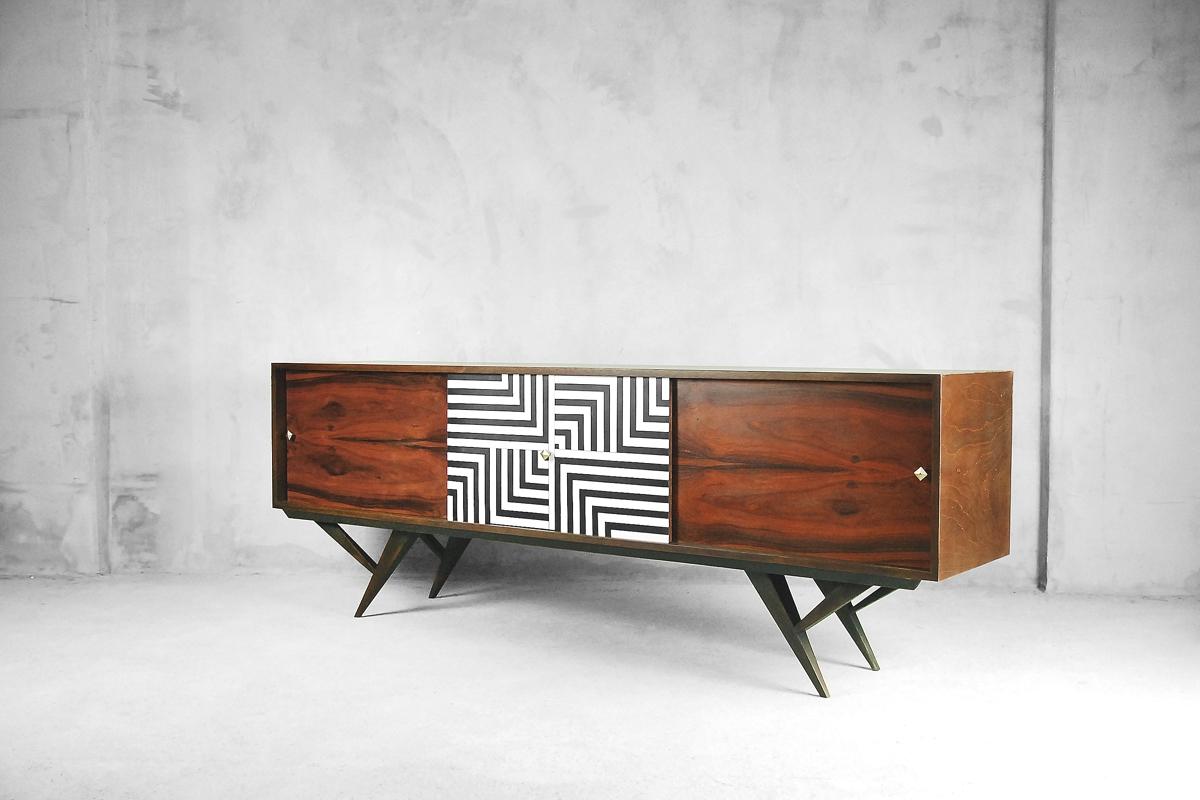 Mid-Century Modern Rosewood Organic Sideboard with Labyrinth Pattern, 1960s 1