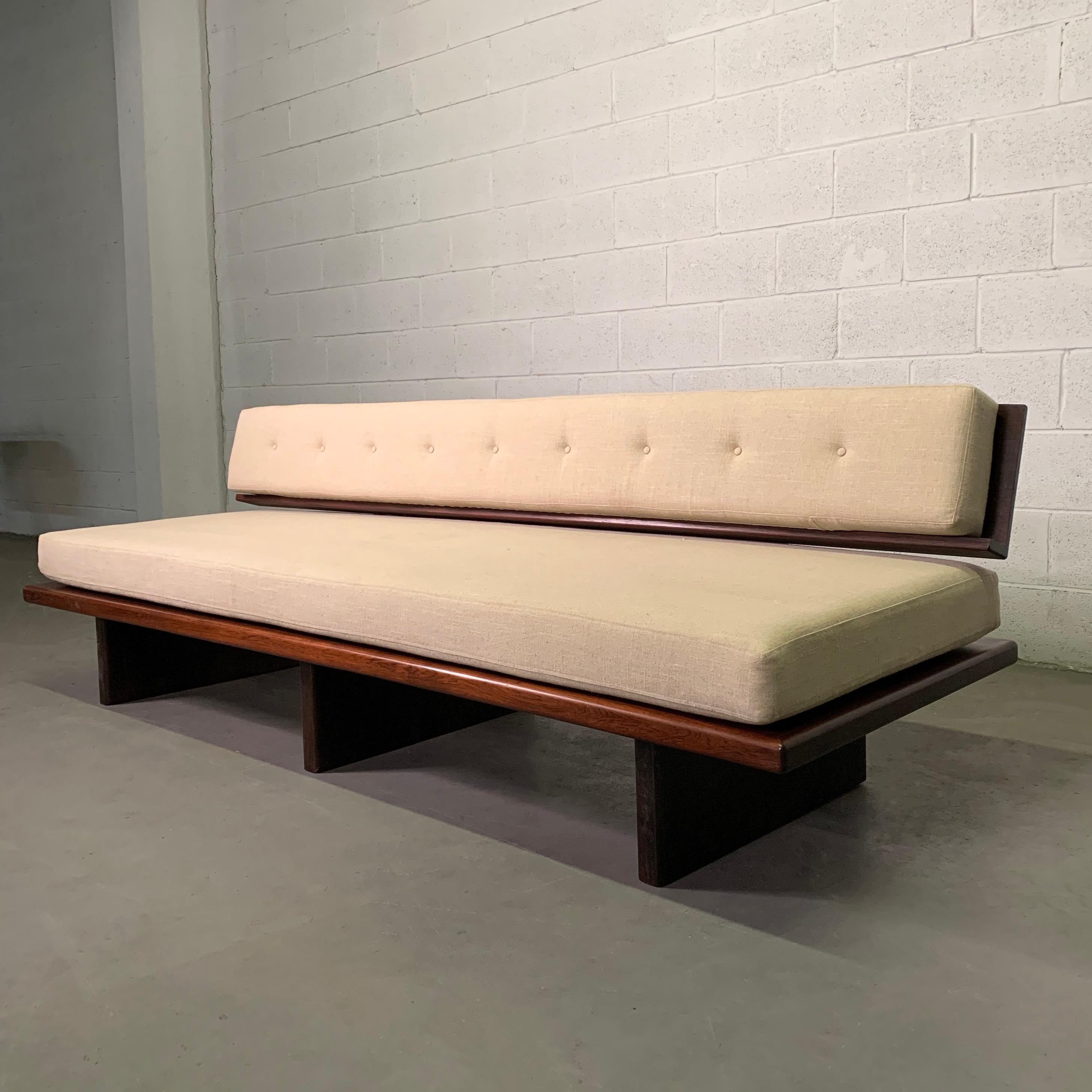 Steel Brazilian Mid-Century Modern Rosewood Platform Sofa
