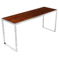 Mid-Century Modern Rosewood & Polished Chrome Console Table