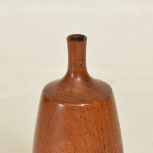 Mid Century Modern Rosewood Sculptural Decorative Vase By Osolnik