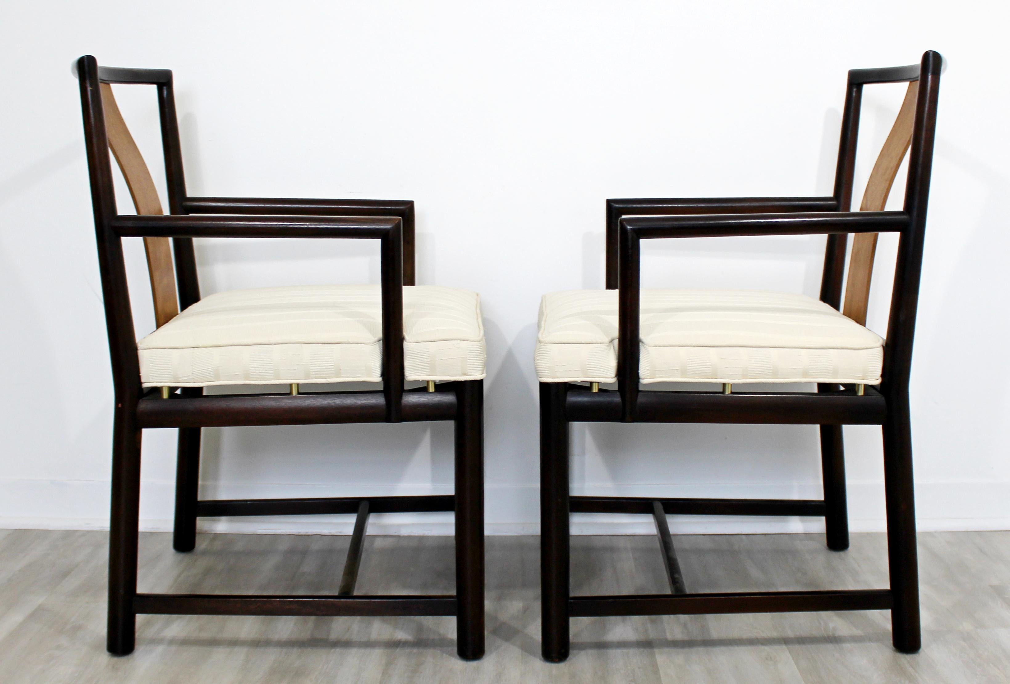 Wood Mid-Century Modern Rosewood Set of 4 Dining Armchairs Dunbar Baker Style, 1960s