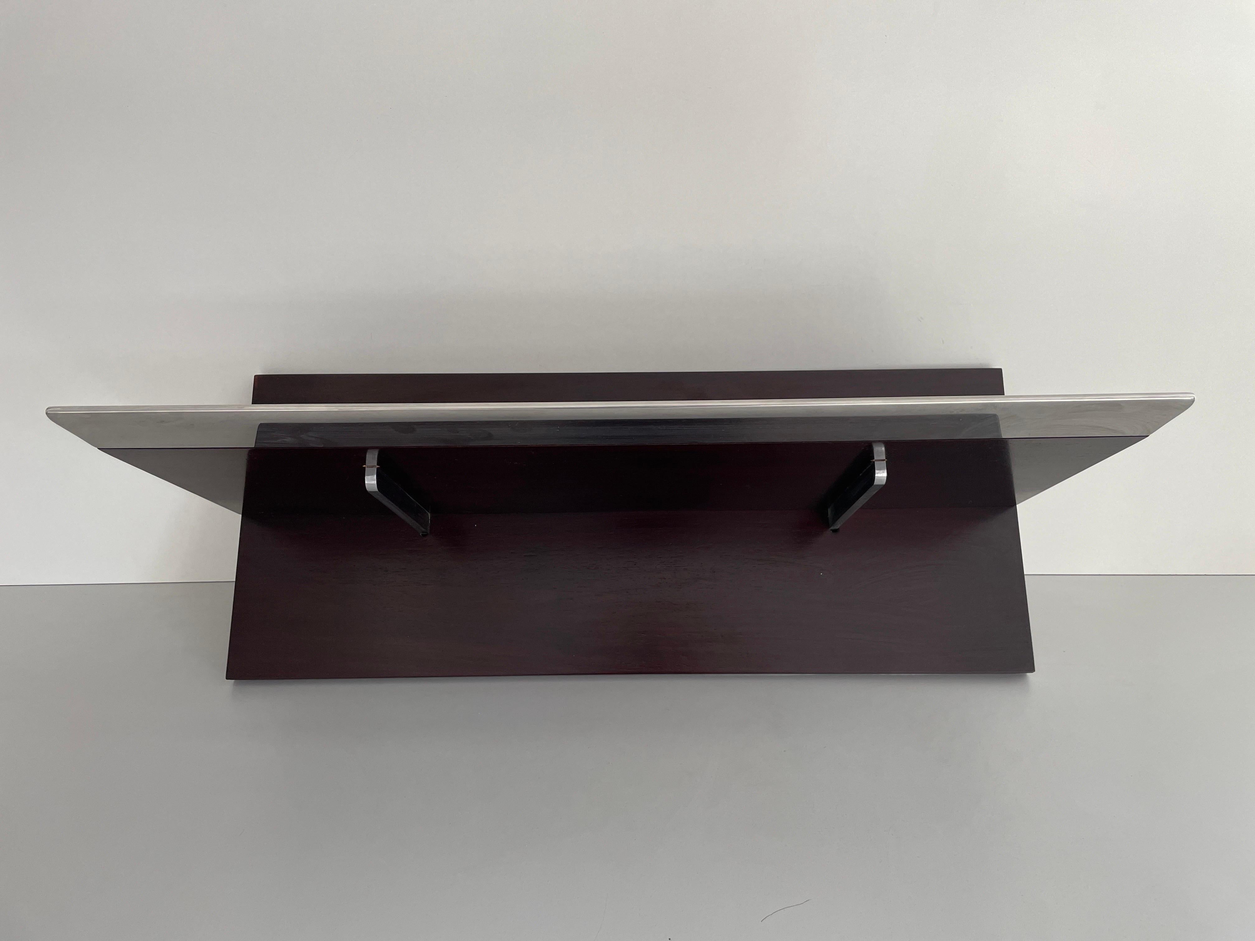Mid-Century Modern Mid-century Modern Rosewood Shelf with Steel Cover by Saporiti, 1960s, Italy For Sale