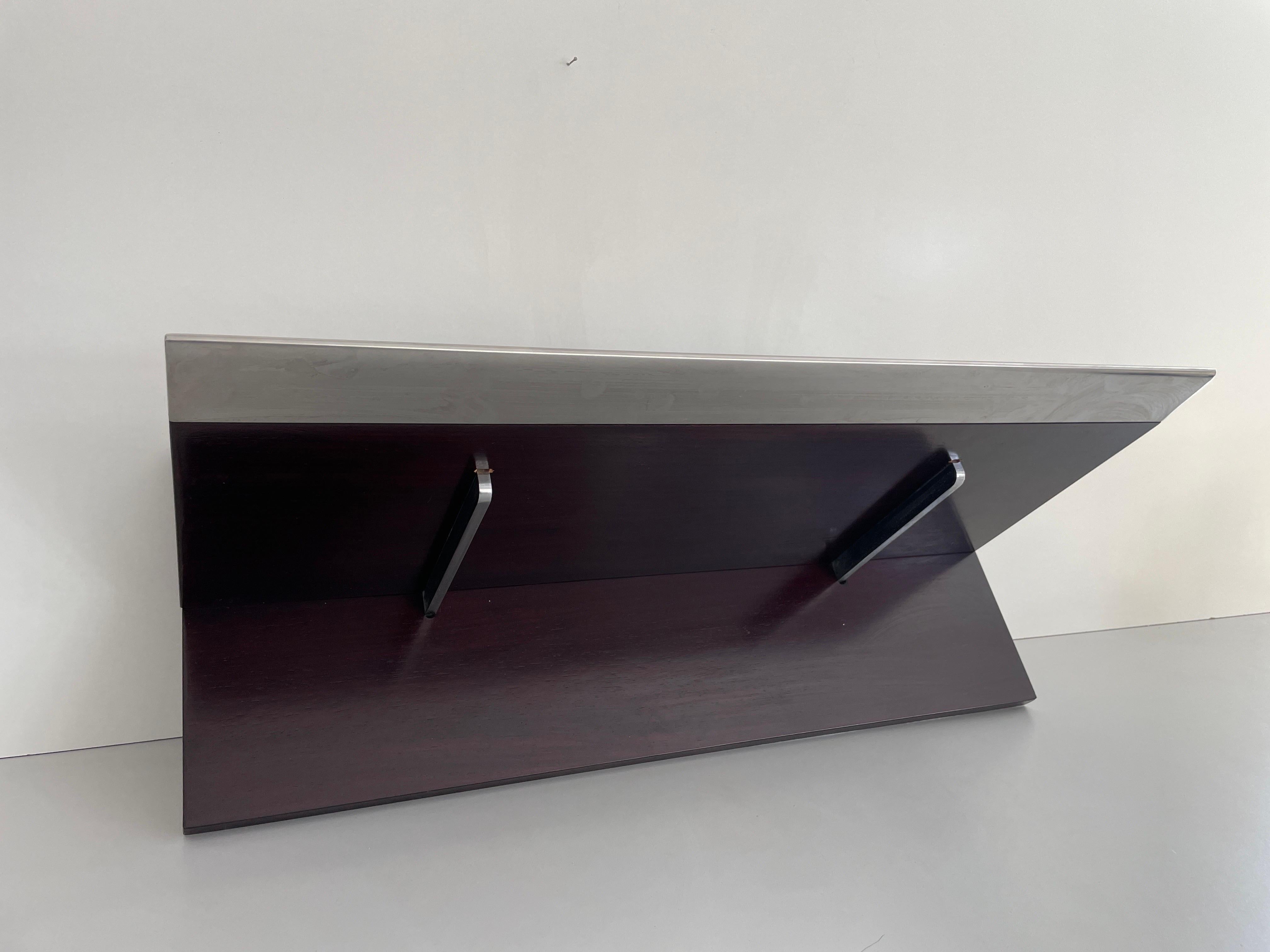 Mid-20th Century Mid-century Modern Rosewood Shelf with Steel Cover by Saporiti, 1960s, Italy For Sale