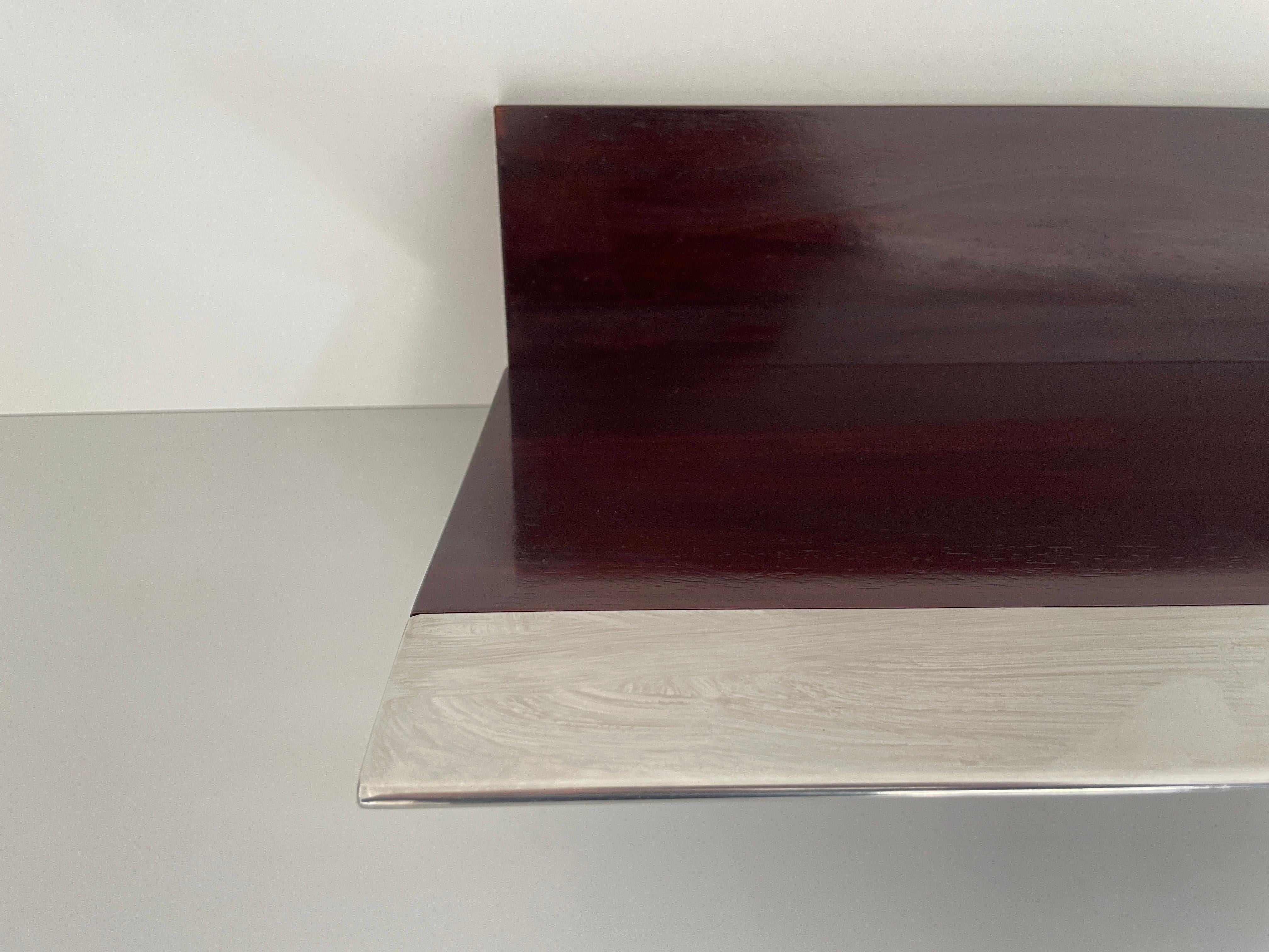 Mid-century Modern Rosewood Shelf with Steel Cover by Saporiti, 1960s, Italy For Sale 1