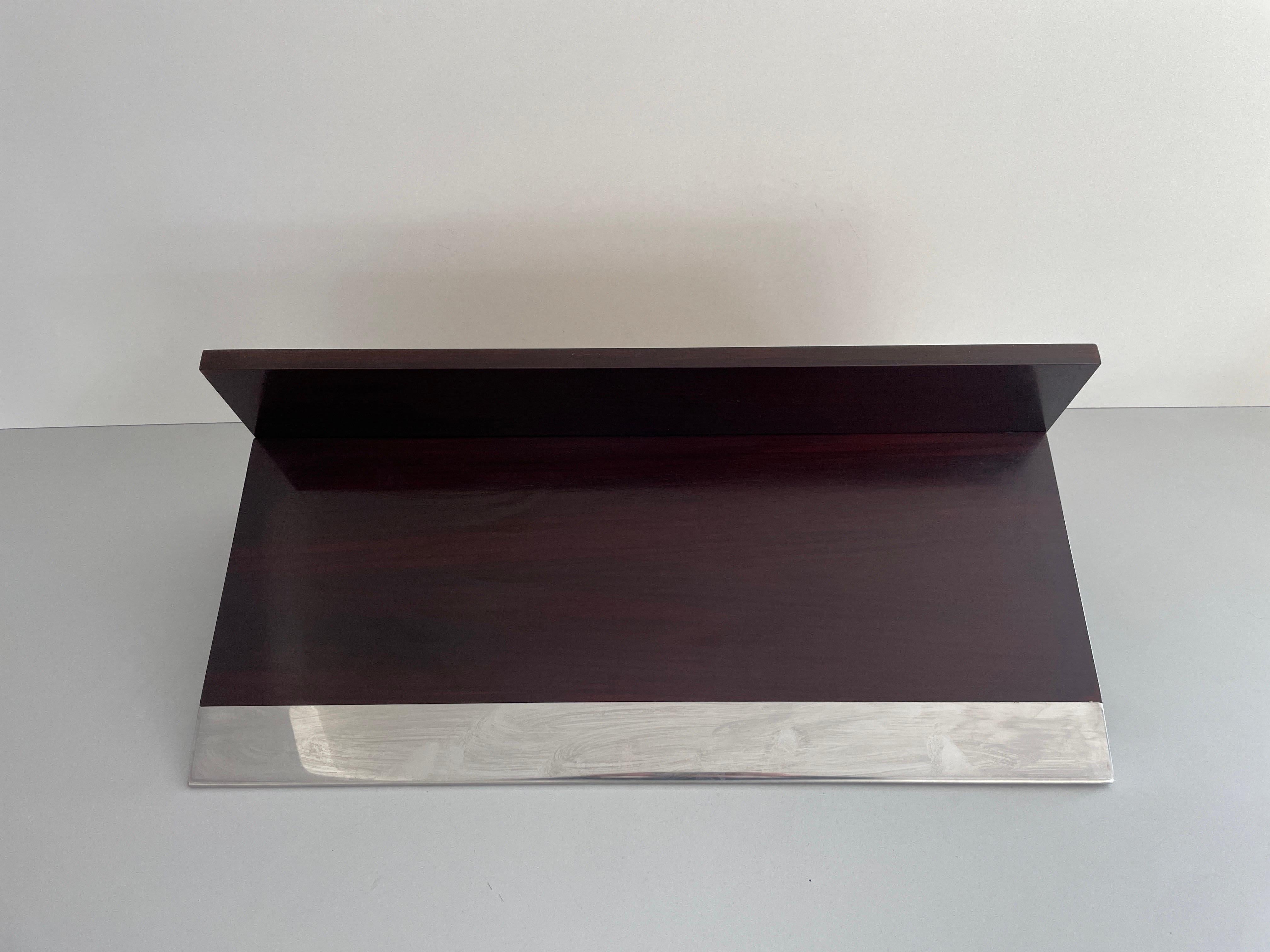 Mid-century Modern Rosewood Shelf with Steel Cover by Saporiti, 1960s, Italy For Sale 2