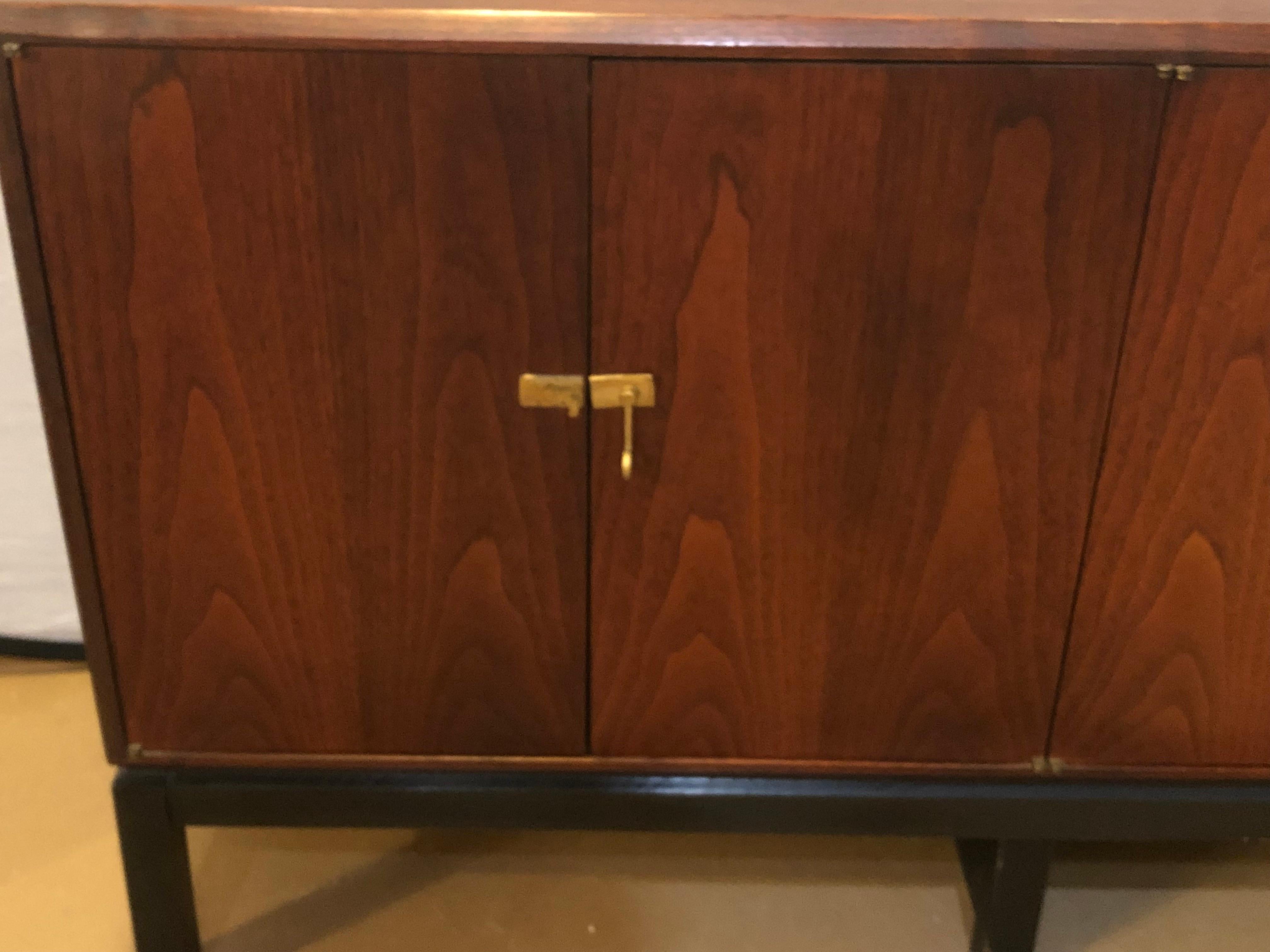 Mid-20th Century Mid-Century Modern Rosewood Sideboard/Console W. Fitted Interior on Ebony Legs