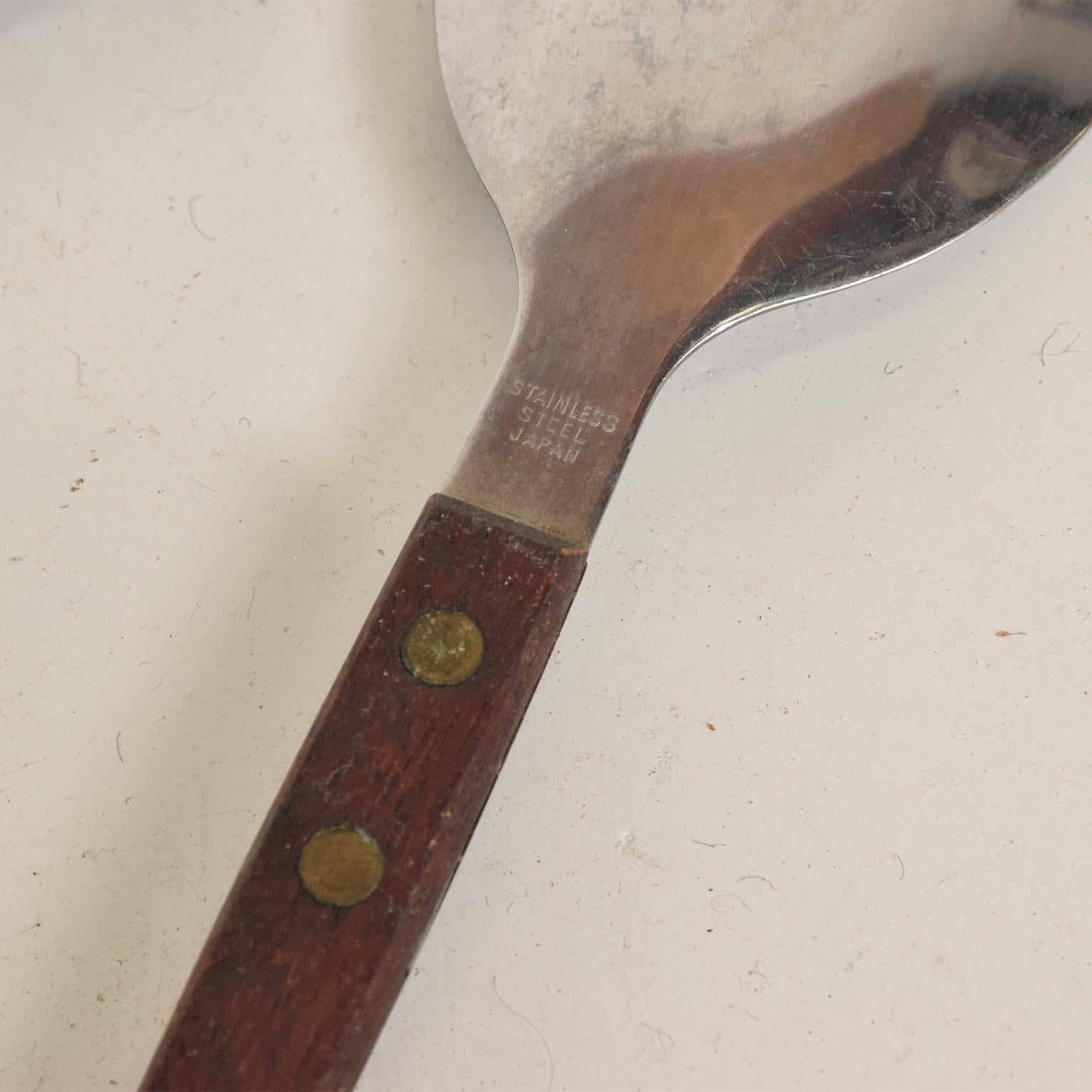 Mid-Century Modern Rosewood and Stainless Salad Servers, Japan In Good Condition In Chula Vista, CA