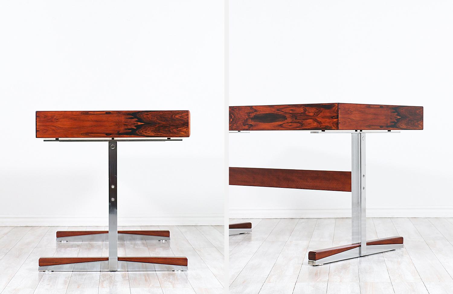Mid-Century Modern Rosewood and Steel Floating Top Desk by Ganddal Møbelfabrikk 5