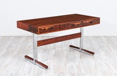 Mid-Century Modern Rosewood and Steel Floating Top Desk by Ganddal Møbelfabrikk