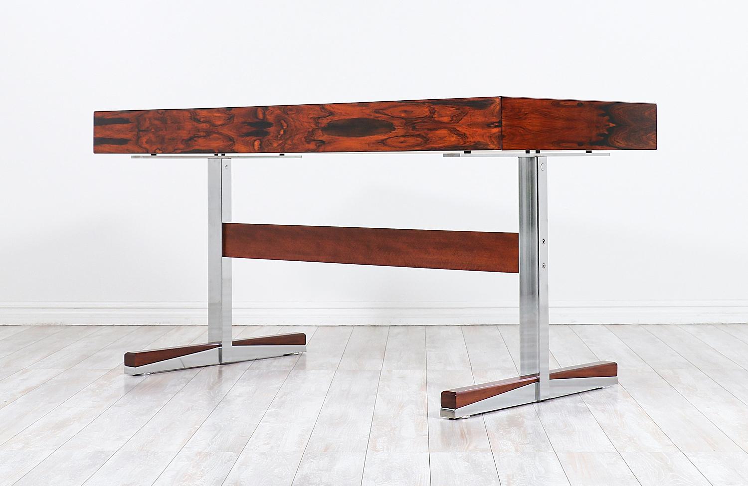Late 20th Century Mid-Century Modern Rosewood and Steel Floating Top Desk by Ganddal Møbelfabrikk