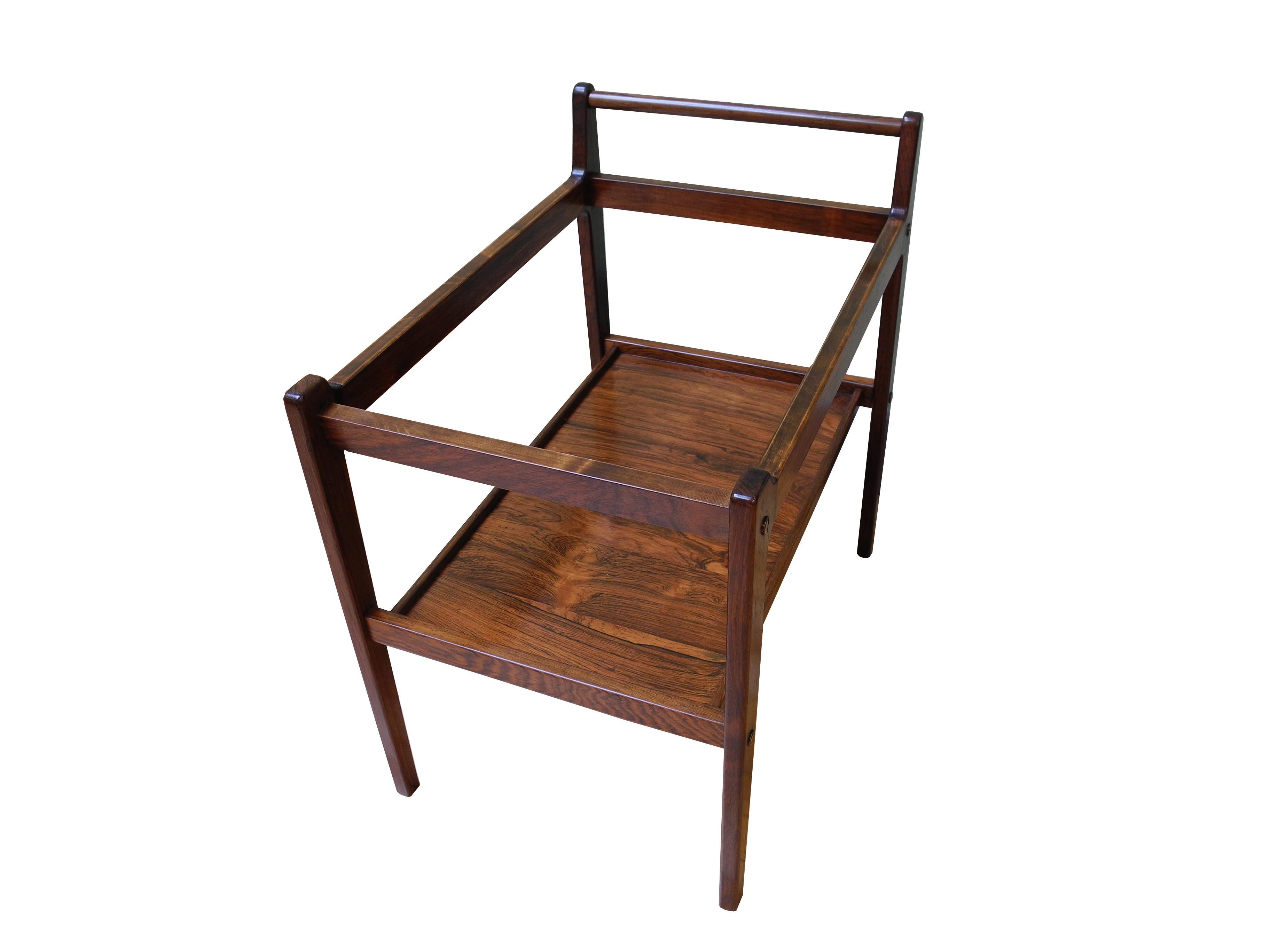 20th Century Mid-Century Modern Rosewood Storage Tray Table / Bar Cart by Erik Gustafson For Sale