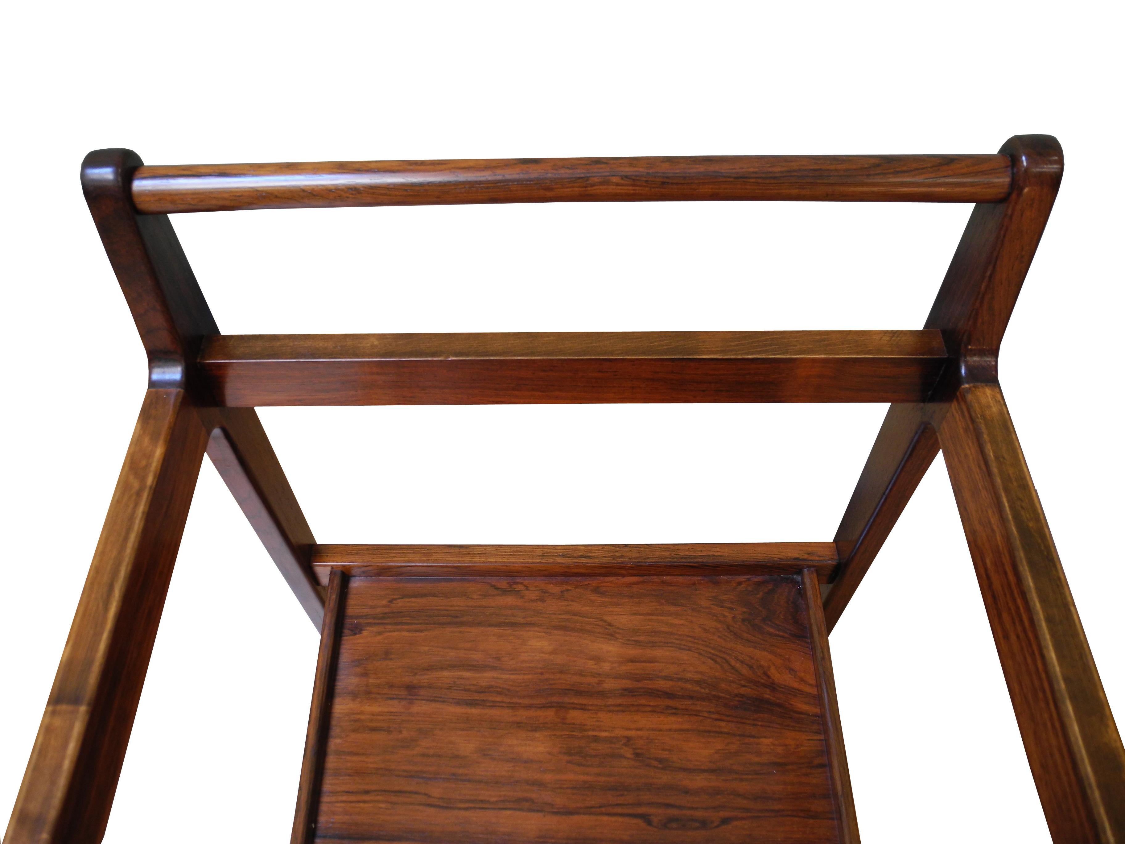 Mid-Century Modern Rosewood Storage Tray Table / Bar Cart by Erik Gustafson For Sale 1