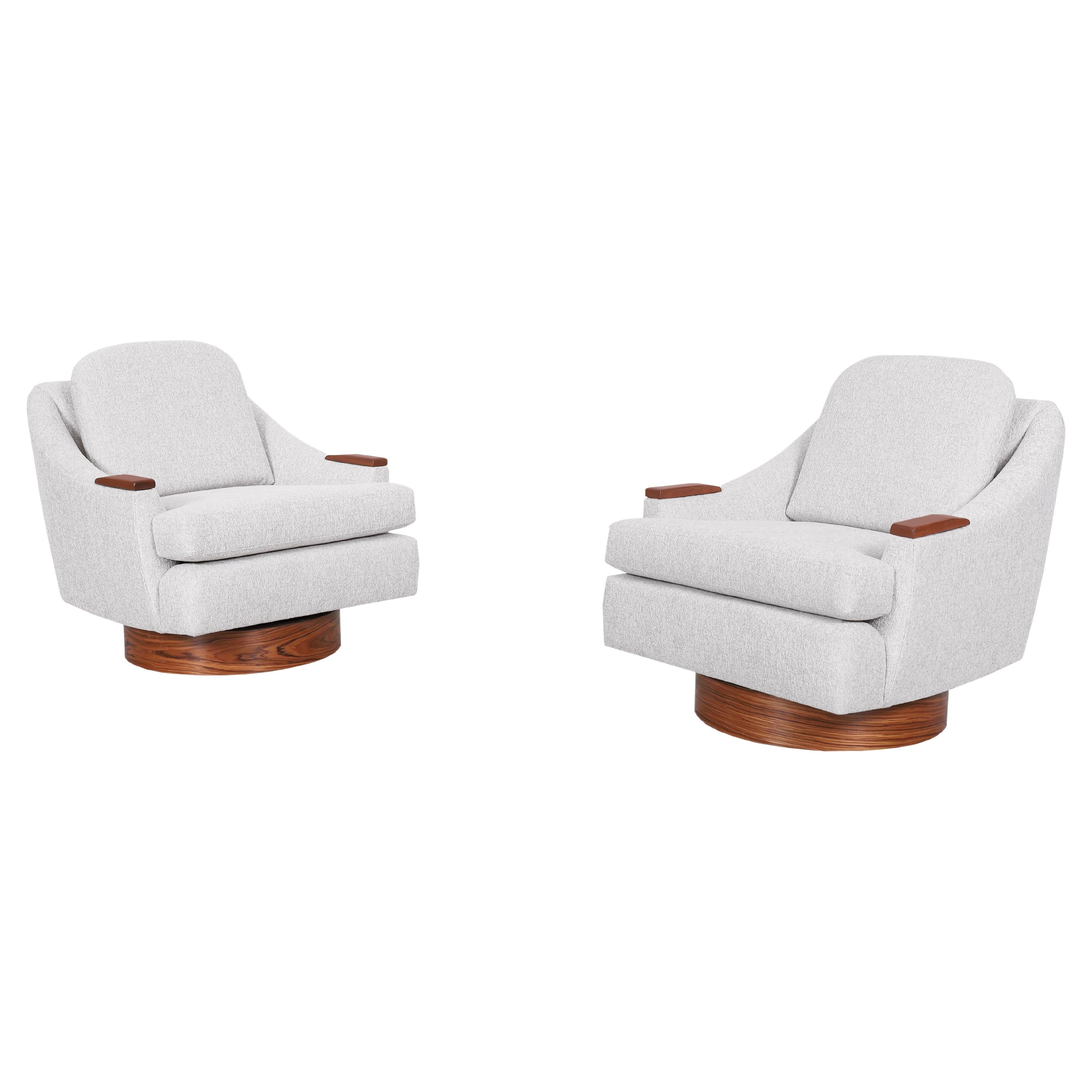Mid-Century Modern Rosewood Swivel Lounge Chairs