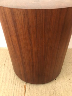 Mid-Century Modern Rosewood Veneer Cylindrical Drum Side or End Table