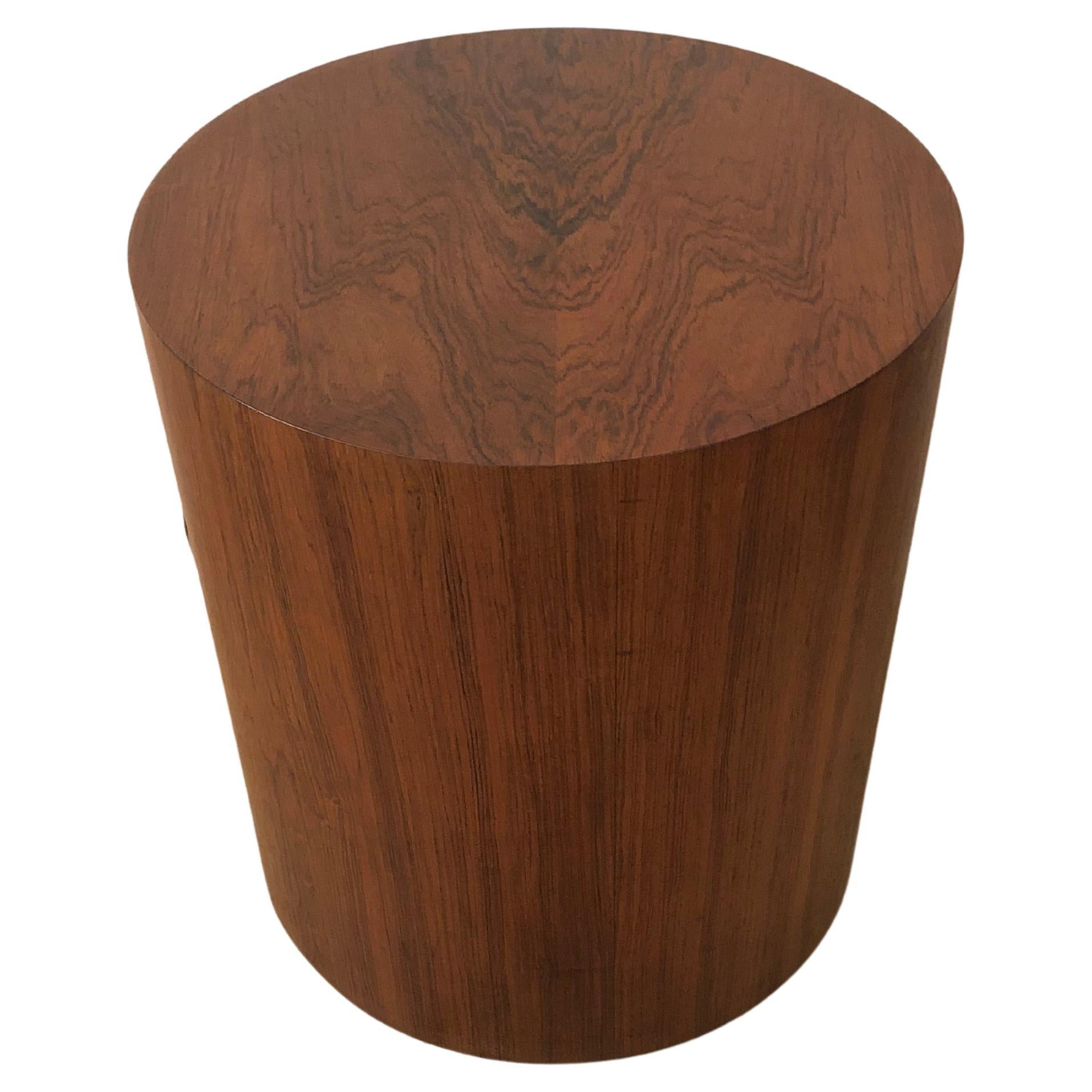Mid-Century Modern Rosewood Veneer Cylindrical Drum Side or End Table For Sale