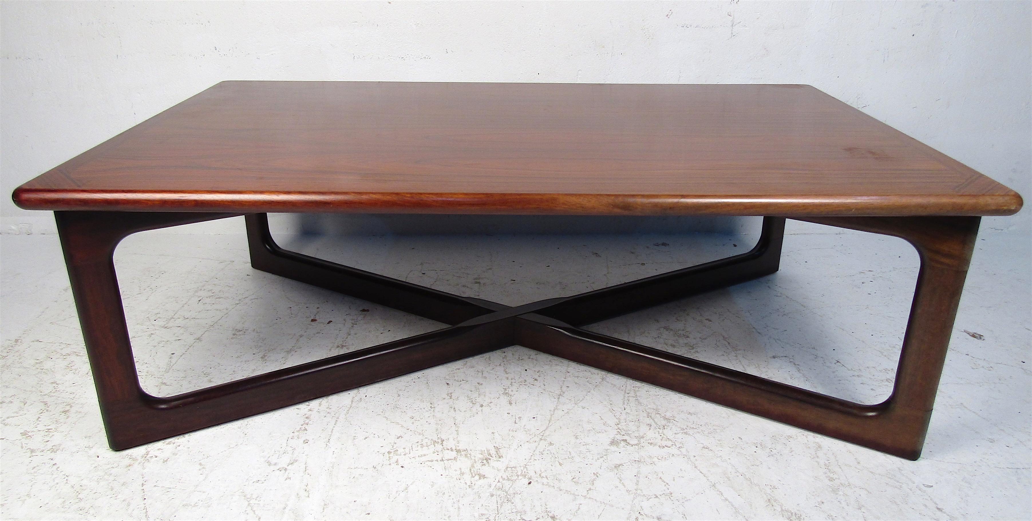 Elegant vintage modern rectangular coffee table with an 
