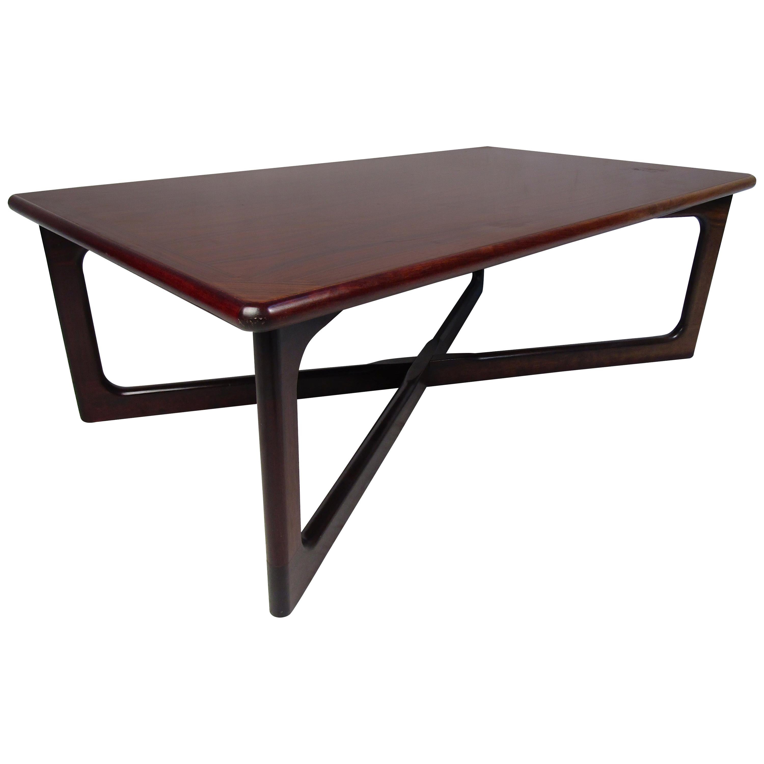 Mid-Century Modern Rosewood "X" Base Coffee Table