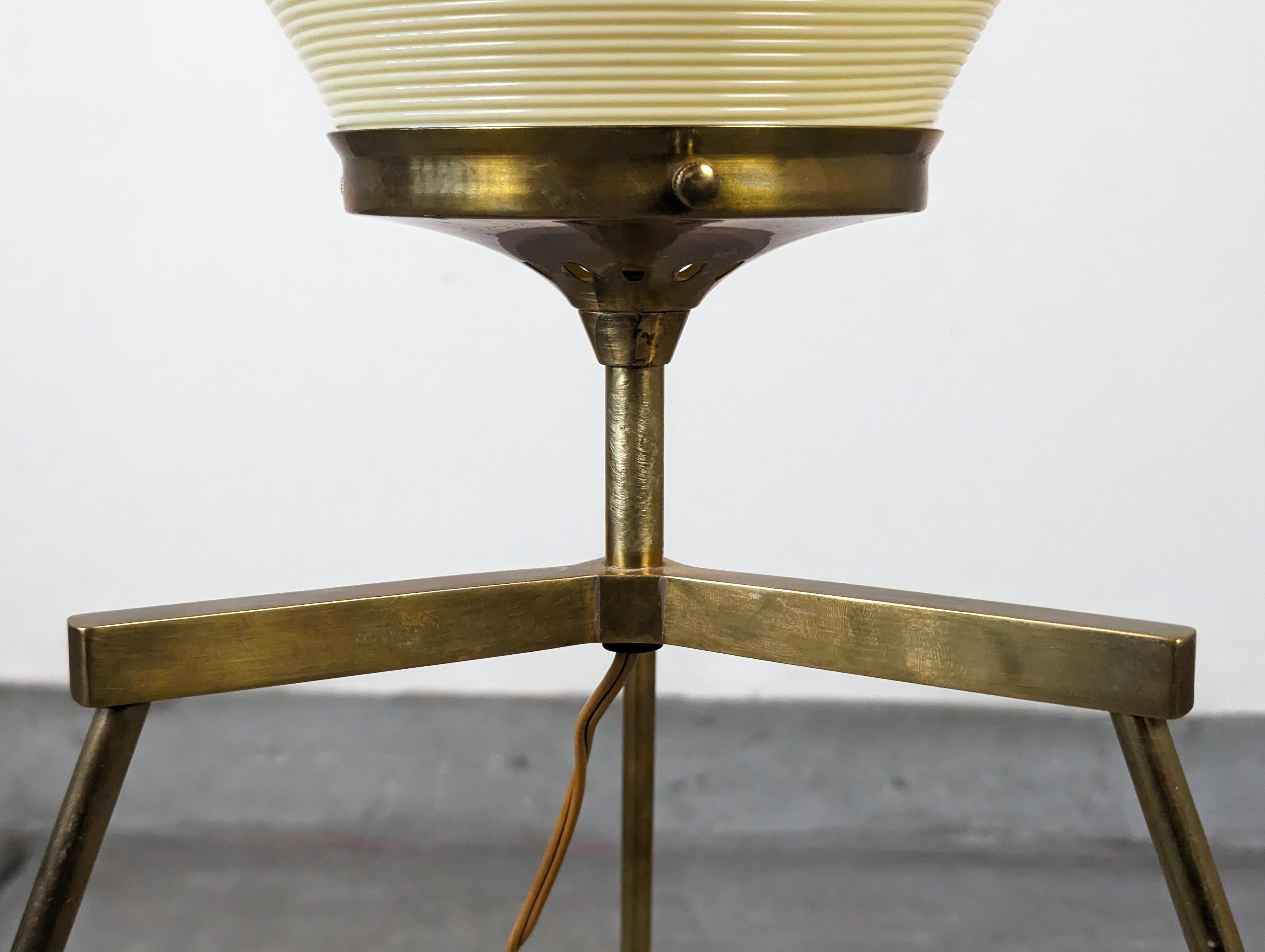 Mid Century Modern Rotaflex Brass & Plastic Tripod Floor Lamp, c1960s For Sale 8