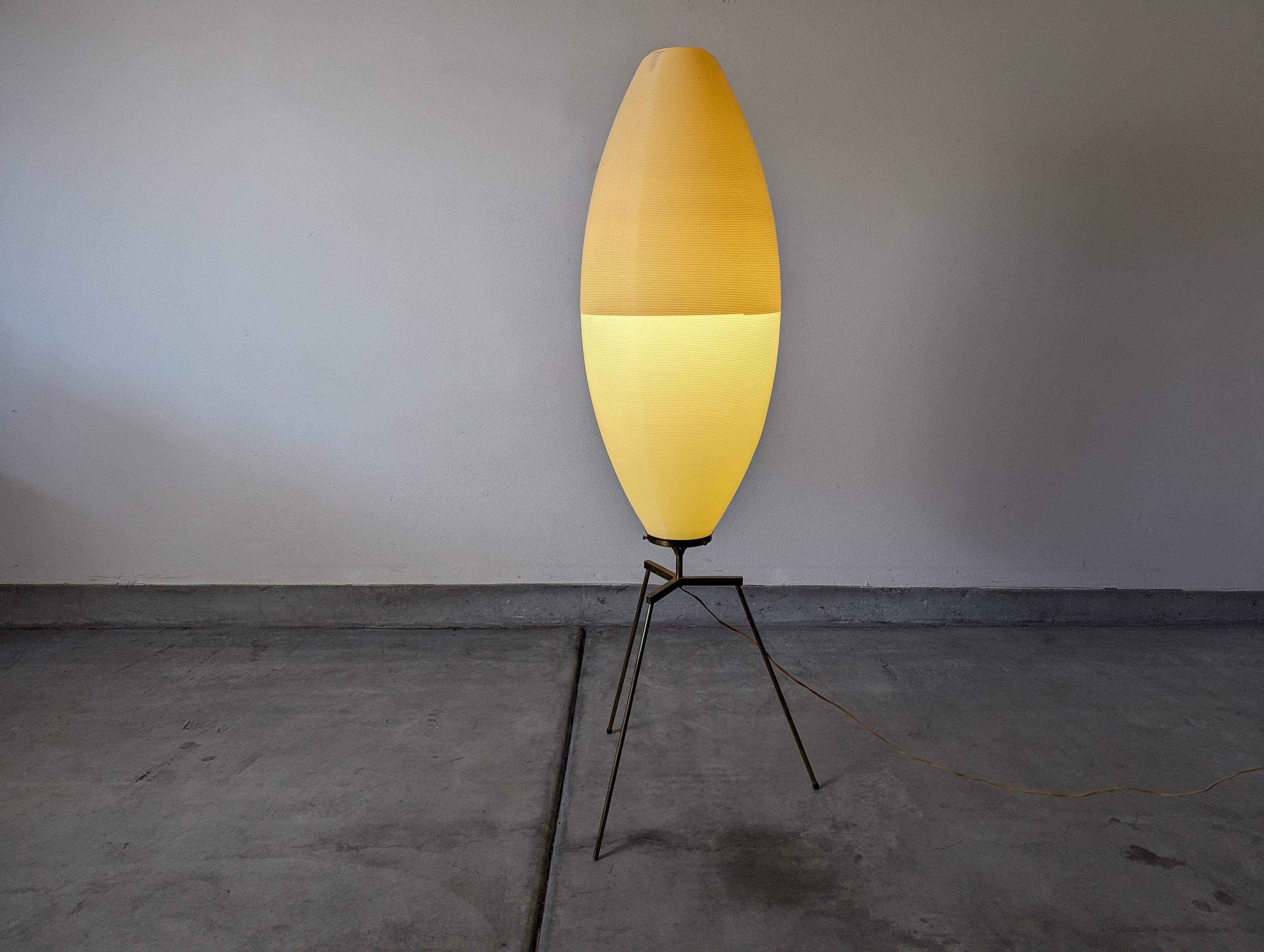 Mid-Century Modern Mid Century Modern Rotaflex Brass & Plastic Tripod Floor Lamp, c1960s