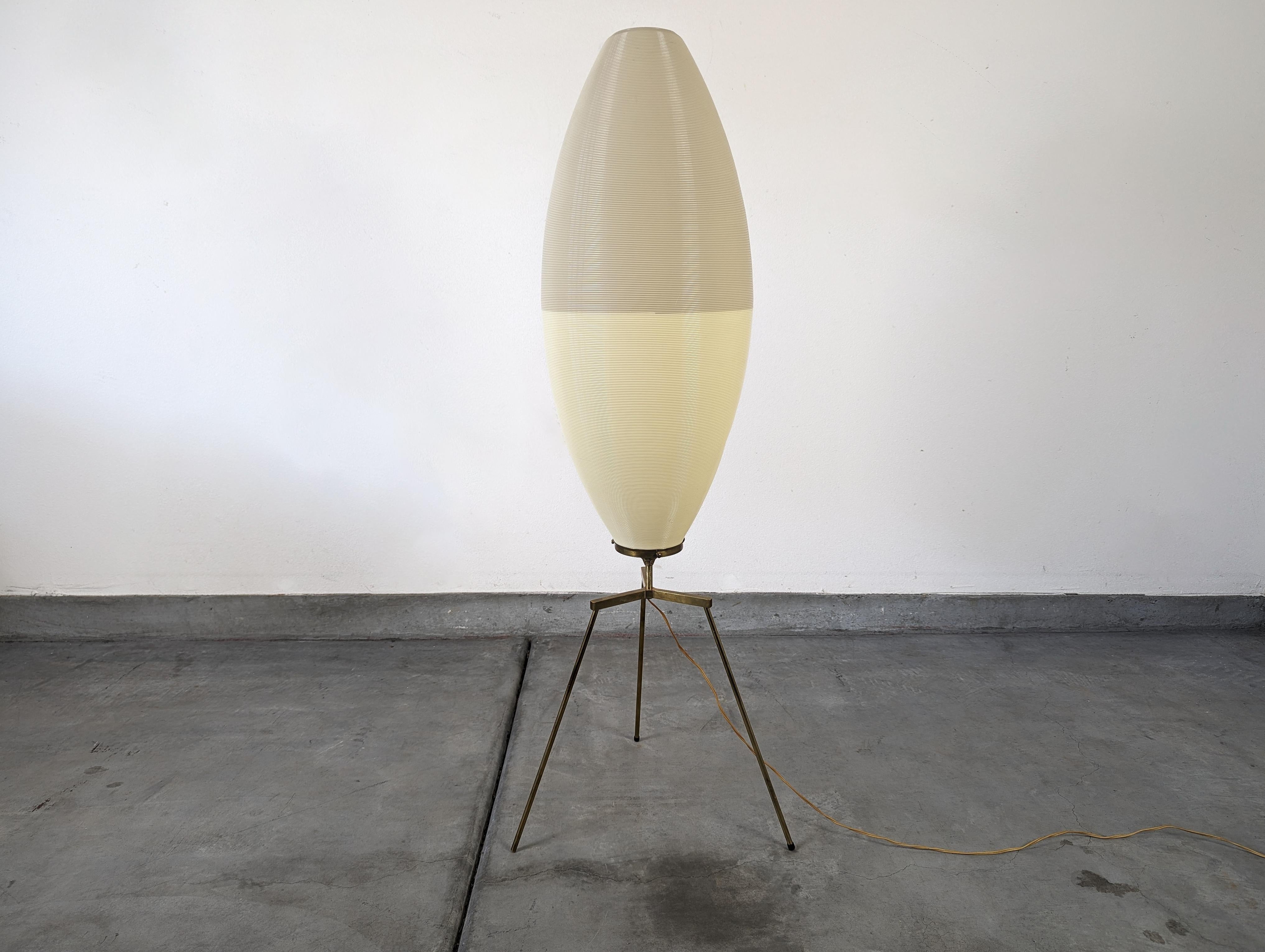 Mid-20th Century Mid Century Modern Rotaflex Brass & Plastic Tripod Floor Lamp, c1960s For Sale