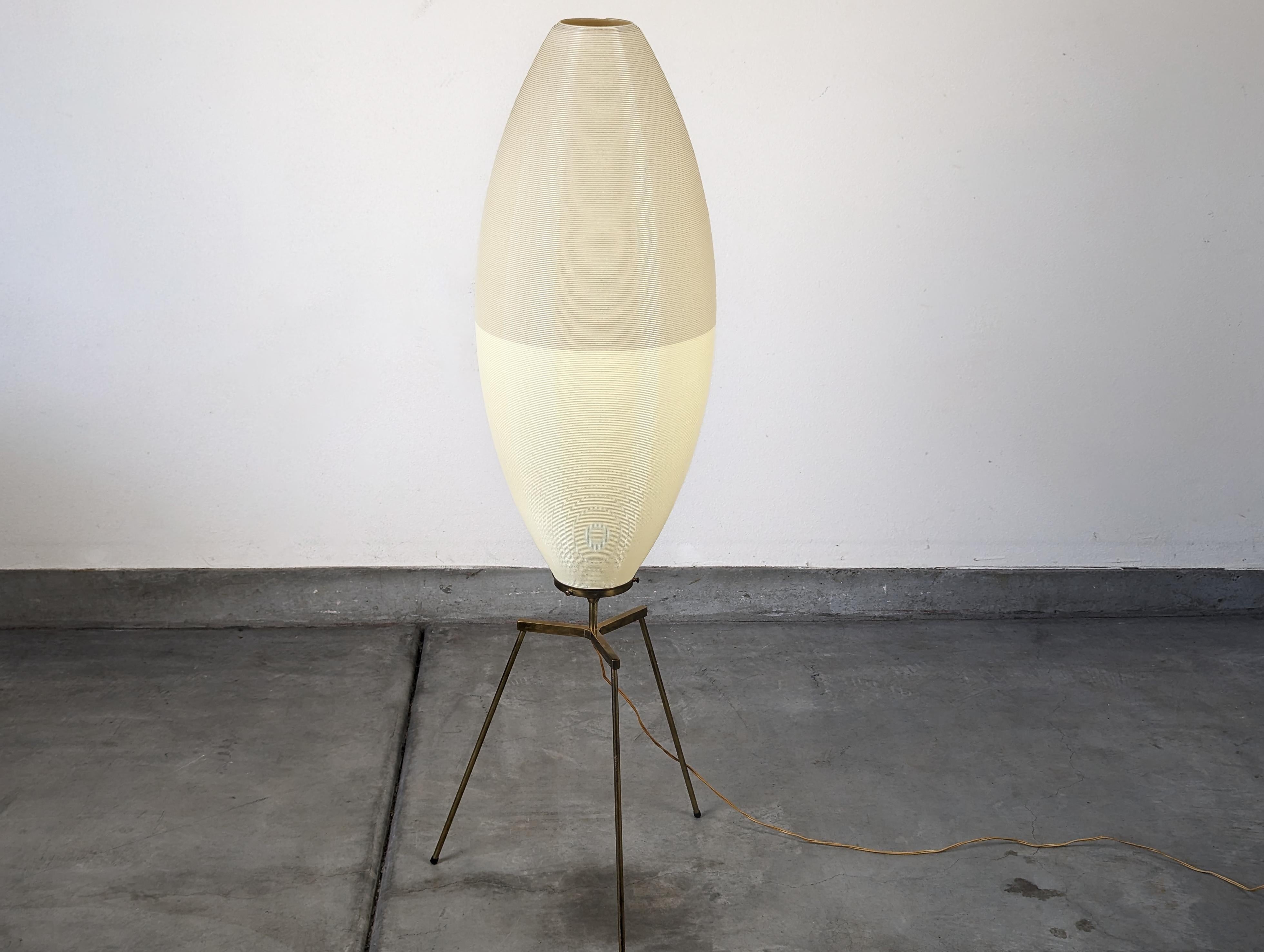 Mid Century Modern Rotaflex Brass & Plastic Tripod Floor Lamp, c1960s For Sale 2