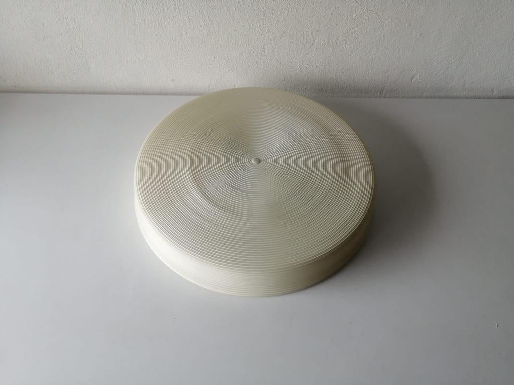 Mid-Century Modern Rotaflex ceiling lamp or flush mount by Yasha Heifetz, 1960s

Very elegant large, round and rare design.

It is very ideal and suitable for all living areas.

Lamp is in good condition. No damage, no crack.
Wear consistent