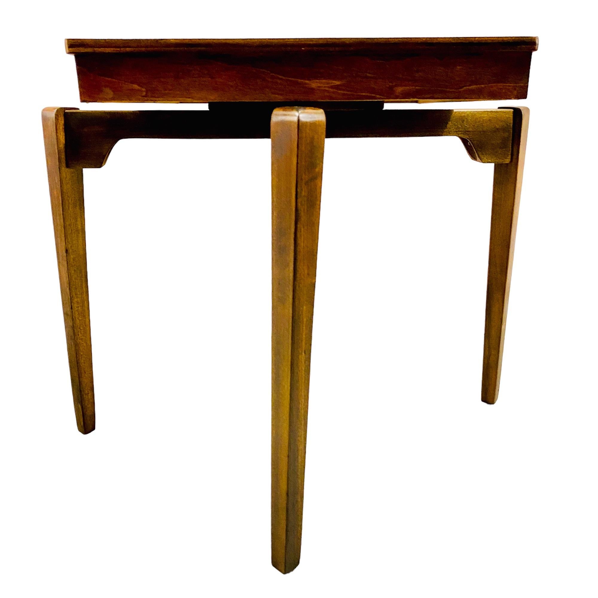 Hardwood Mid-Century Modern Rotating Top Accent Table, 1950s