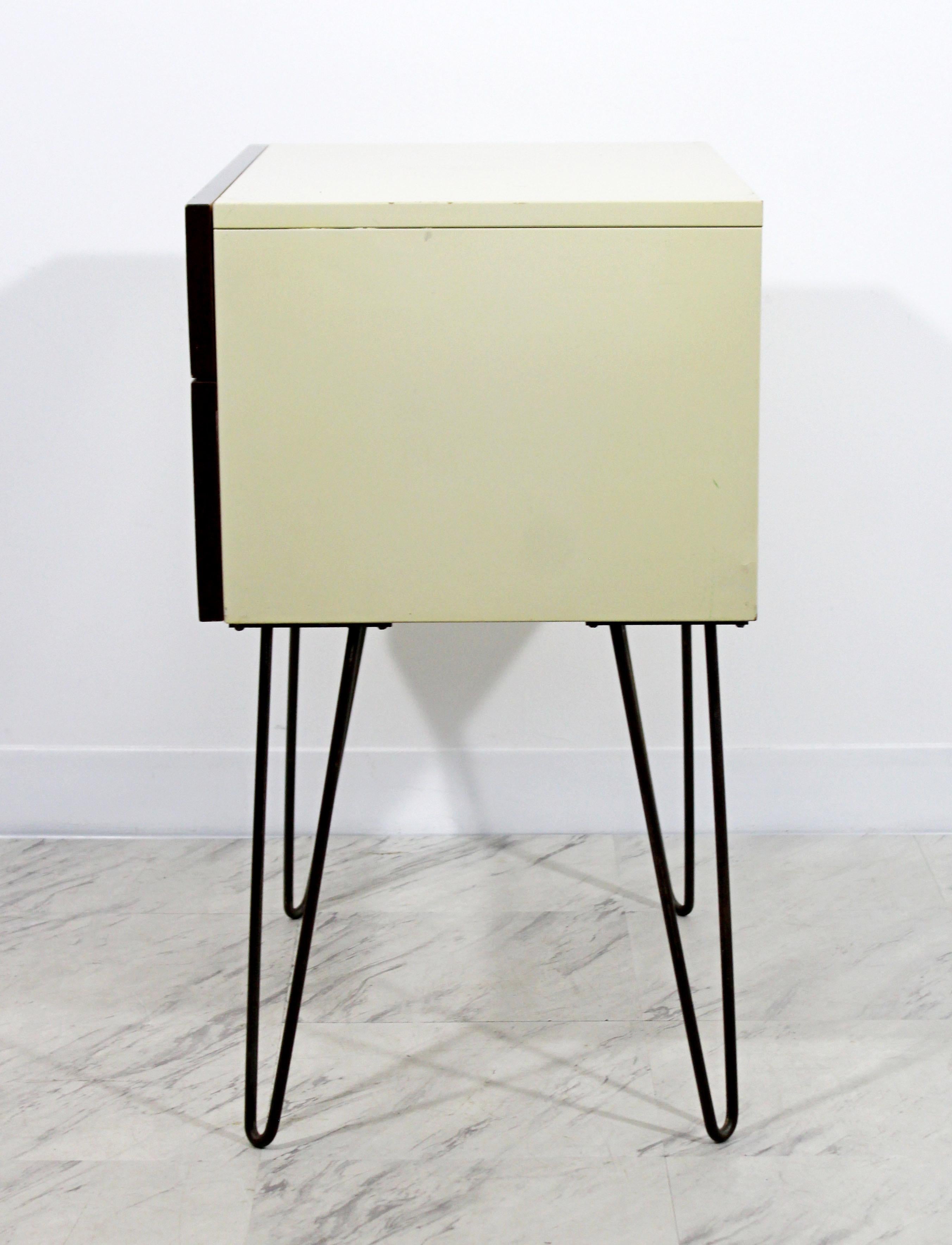 Mid-Century Modern Rougier Brown Yellow Side End Table Hairpin Legs, 1960s 3