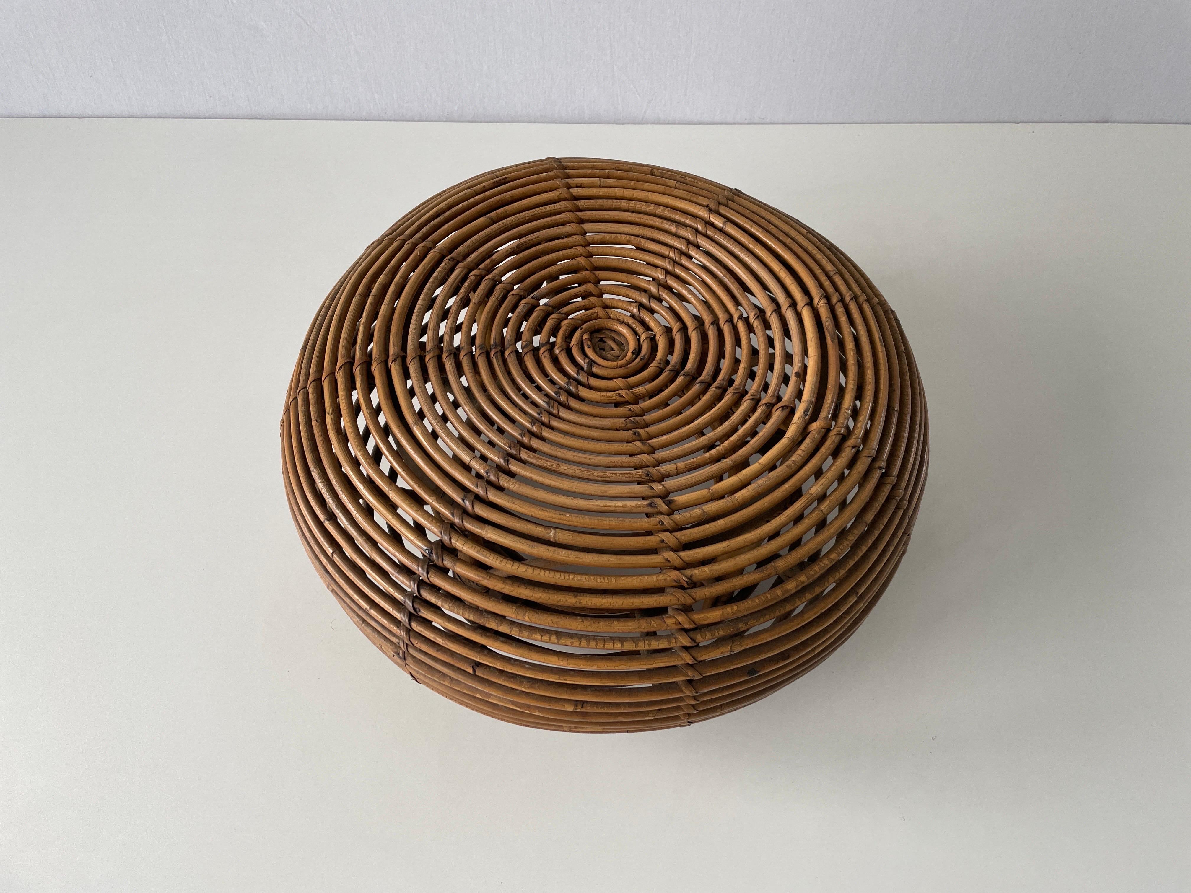 Mid-20th Century Mid-century Modern Round Bamboo Pouf, 1960s, Italy