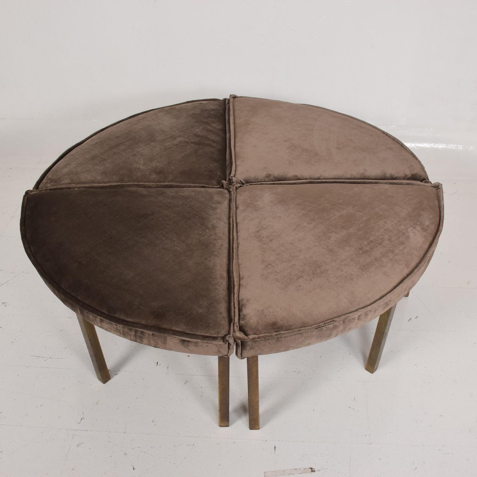 1960s Dunbar Round Sectional Ottoman Stool Edward Wormley Velvet Bronze & Lucite In Good Condition In Chula Vista, CA