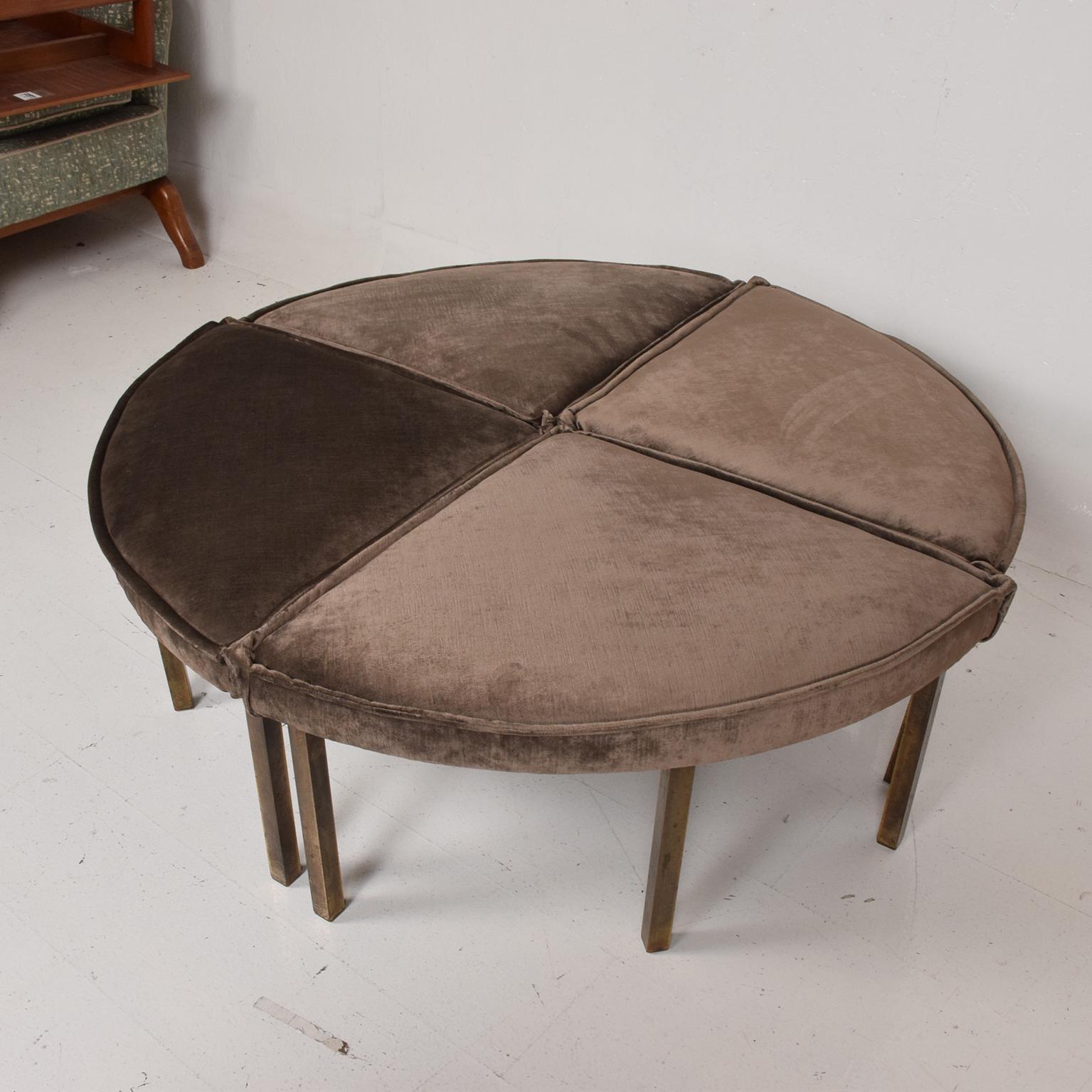 Brass 1960s Dunbar Round Sectional Ottoman Stool Edward Wormley Velvet Bronze & Lucite