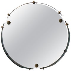 Mid-Century Modern Round Brass Italian Wall Mirror, Italy, 1960
