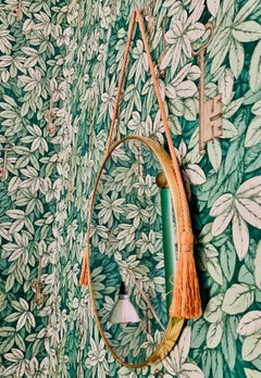 Mid-Century Modern Round Brass Wall Mirror with Tassels, Italy, 1950s