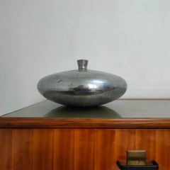 Mid-century modern round cast aluminum vase, Italy, 1970s