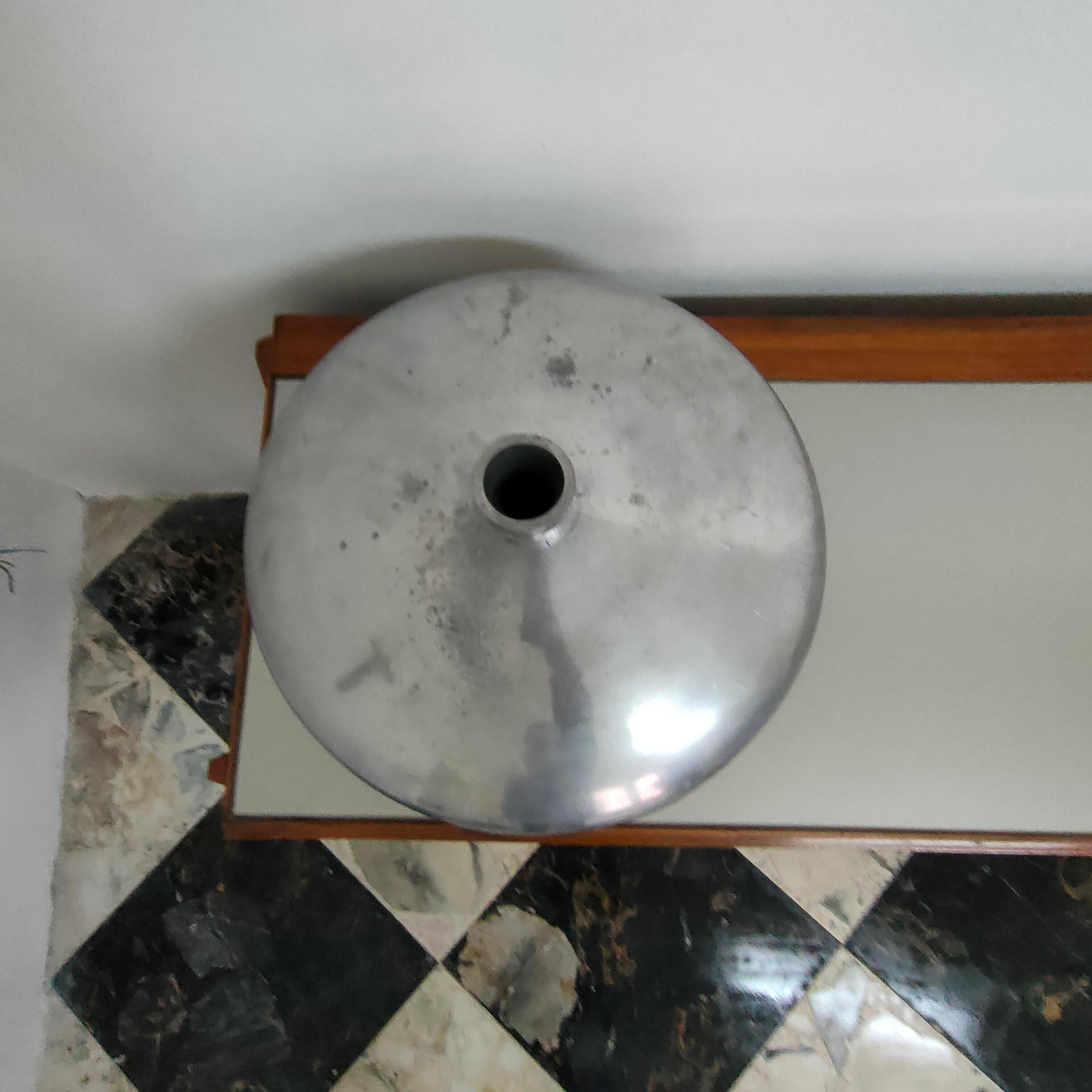 Italian Mid-century modern round cast aluminum vase, Italy, 1970s For Sale