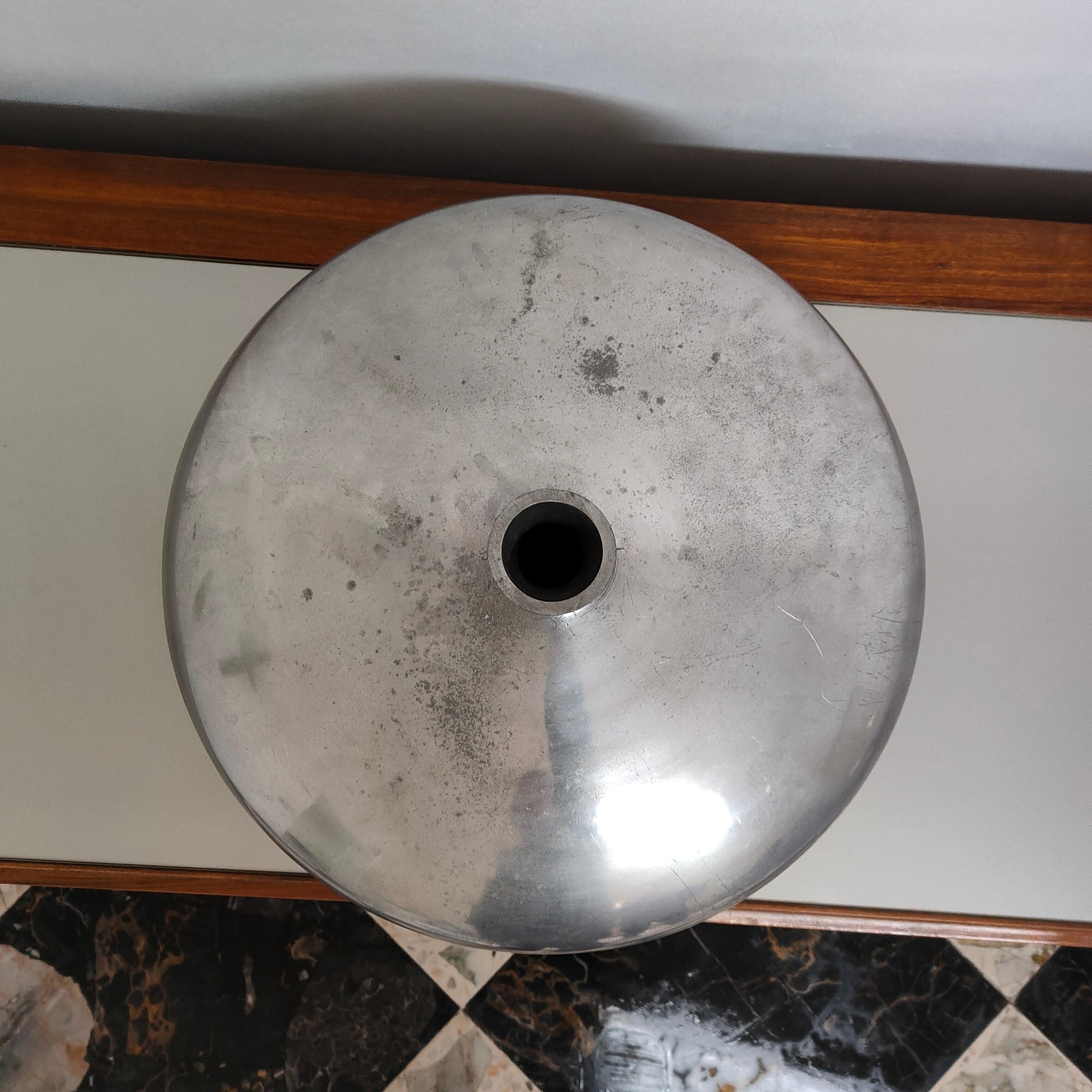 Aluminum Mid-century modern round cast aluminum vase, Italy, 1970s For Sale